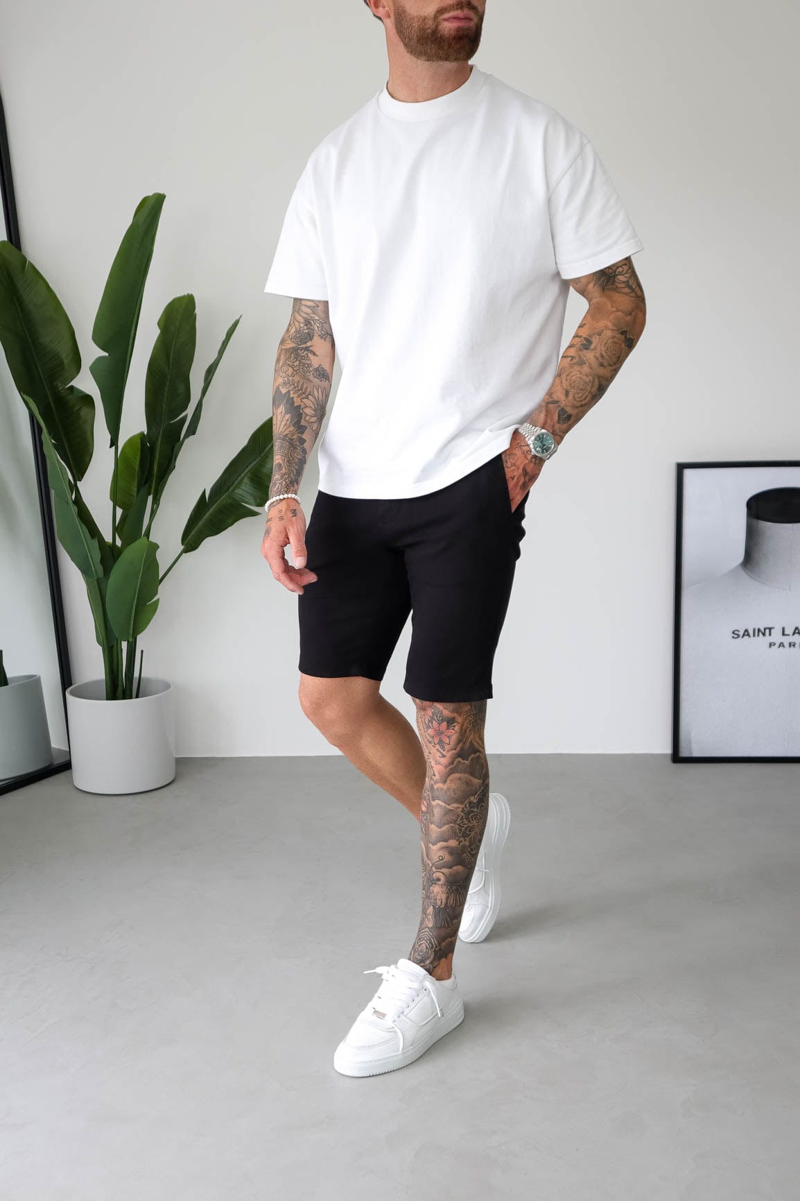 Legend London Shorts - chino SLIM CHINO SHORT - BLACK