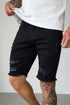 Legend London Shorts - denim SLIM DENIM SHORT - BLACK RIPPED