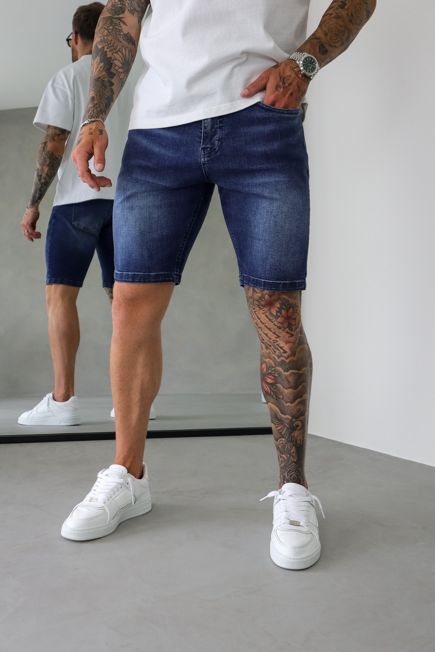 Legend London Shorts - denim SLIM DENIM SHORT - DARK INDIGO FADE