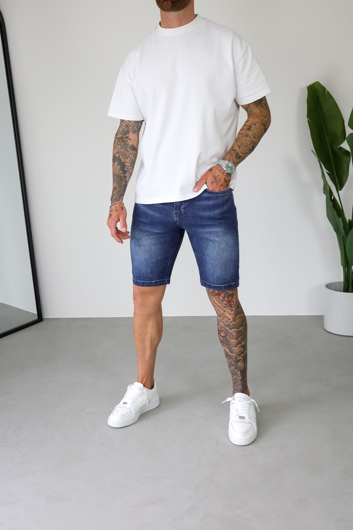 Legend London Shorts - denim SLIM DENIM SHORT - DARK INDIGO FADE