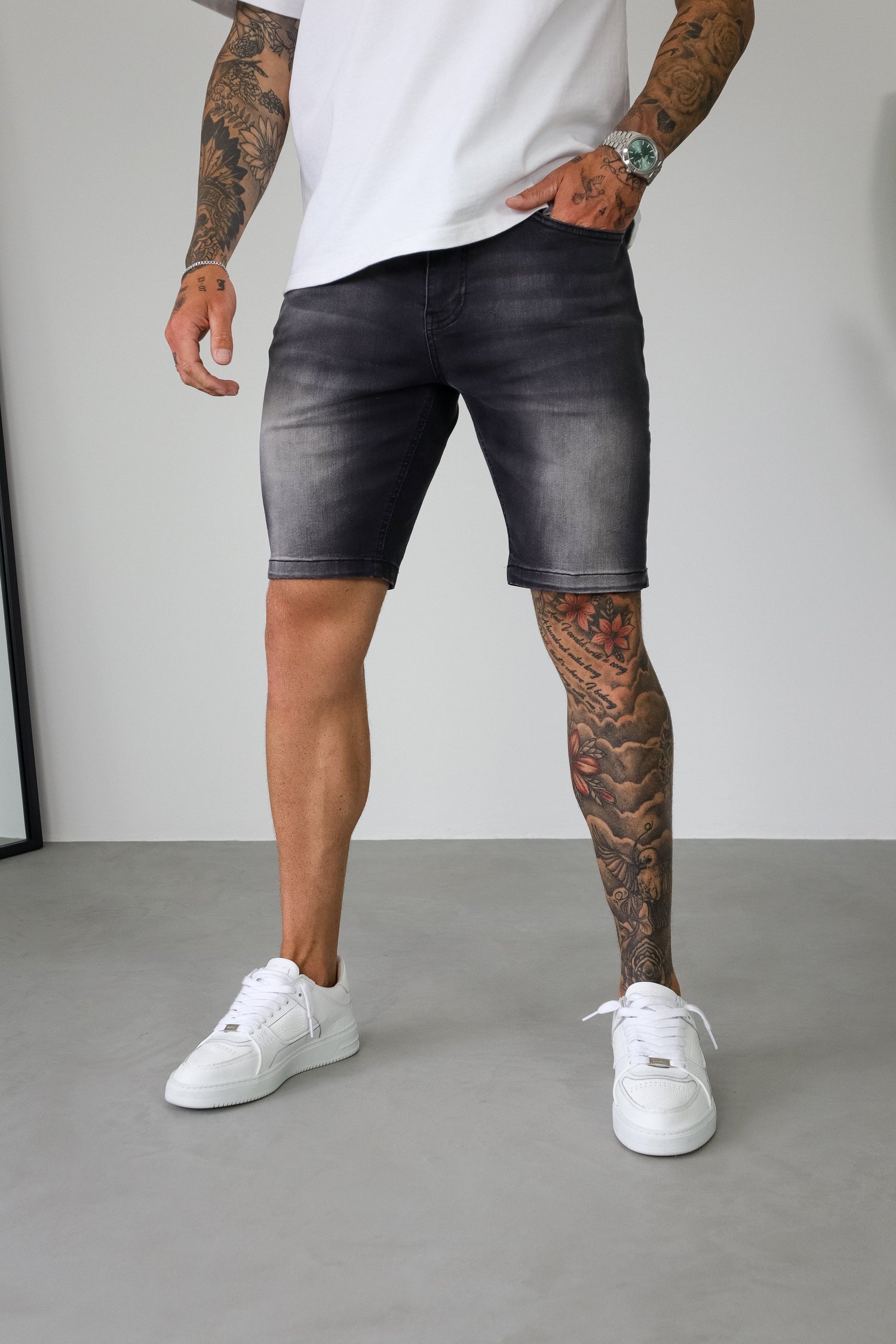 Legend London Shorts - denim SLIM DENIM SHORT - WASHED GREY