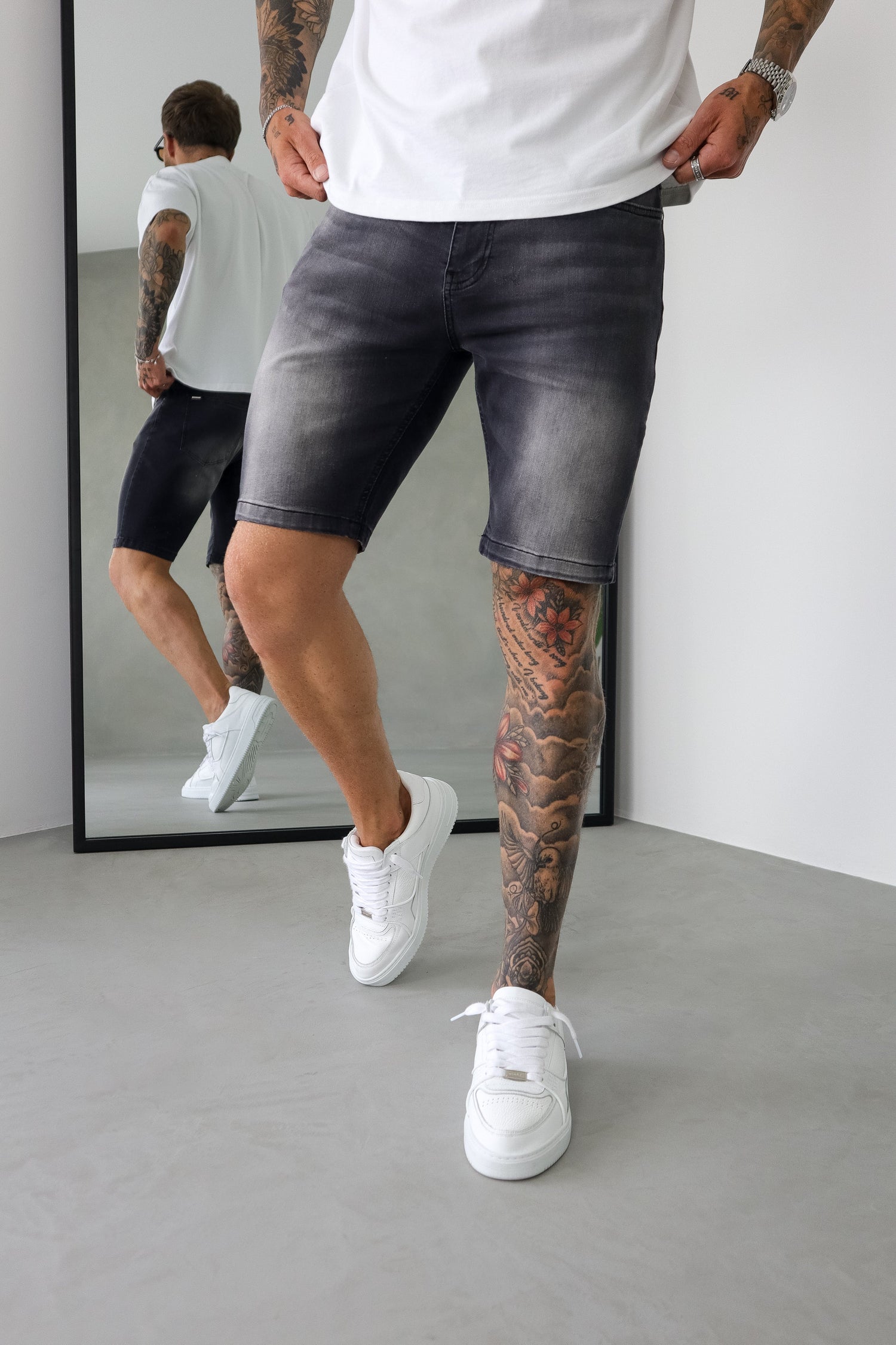 Legend London Shorts - denim SLIM DENIM SHORT - WASHED GREY