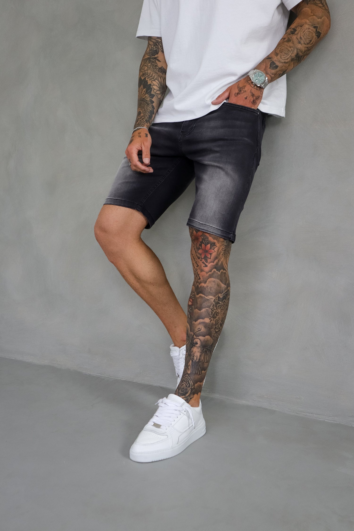 Legend London Shorts - denim SLIM DENIM SHORT - WASHED GREY
