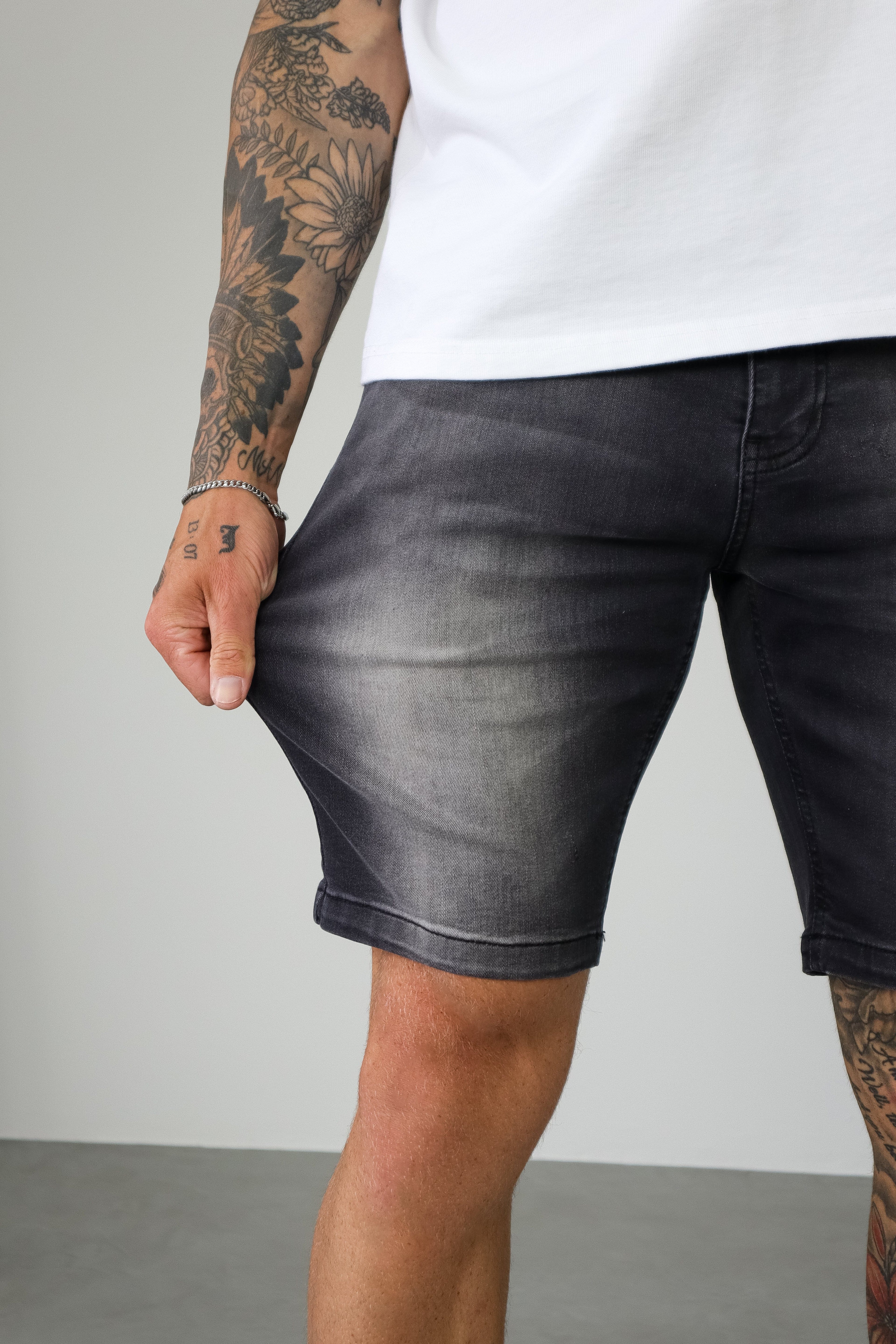 Legend London Shorts - denim SLIM DENIM SHORT - WASHED GREY