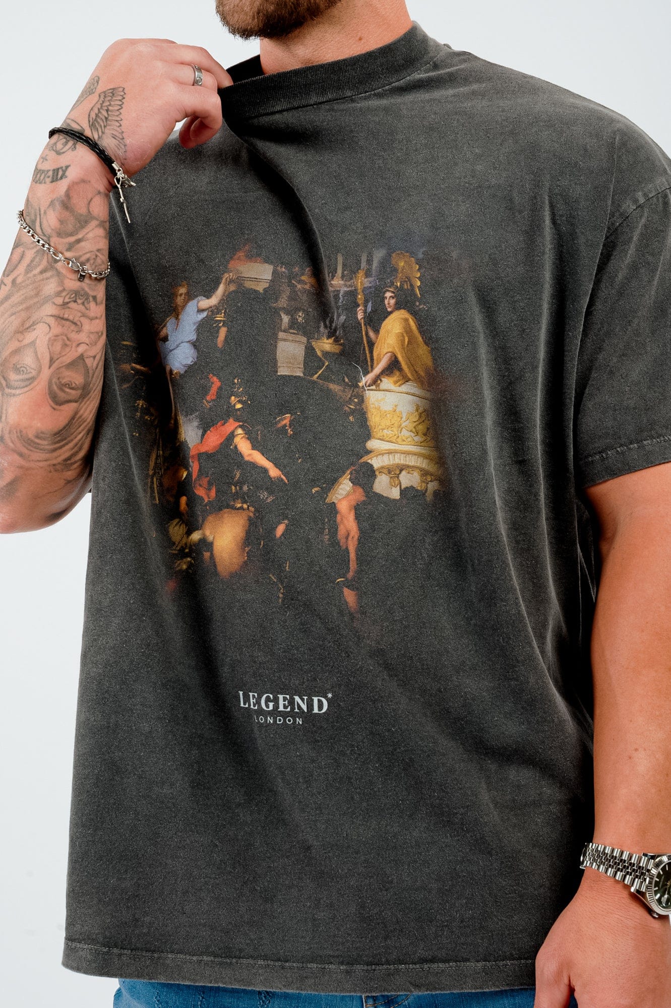 Legend London T-SHIRT ADMIRED PRINT T-SHIRT - WASHED GREY