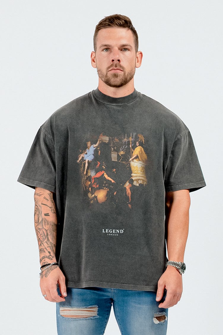 ADMIRED PRINT T-SHIRT WASHED GREY – Legend London