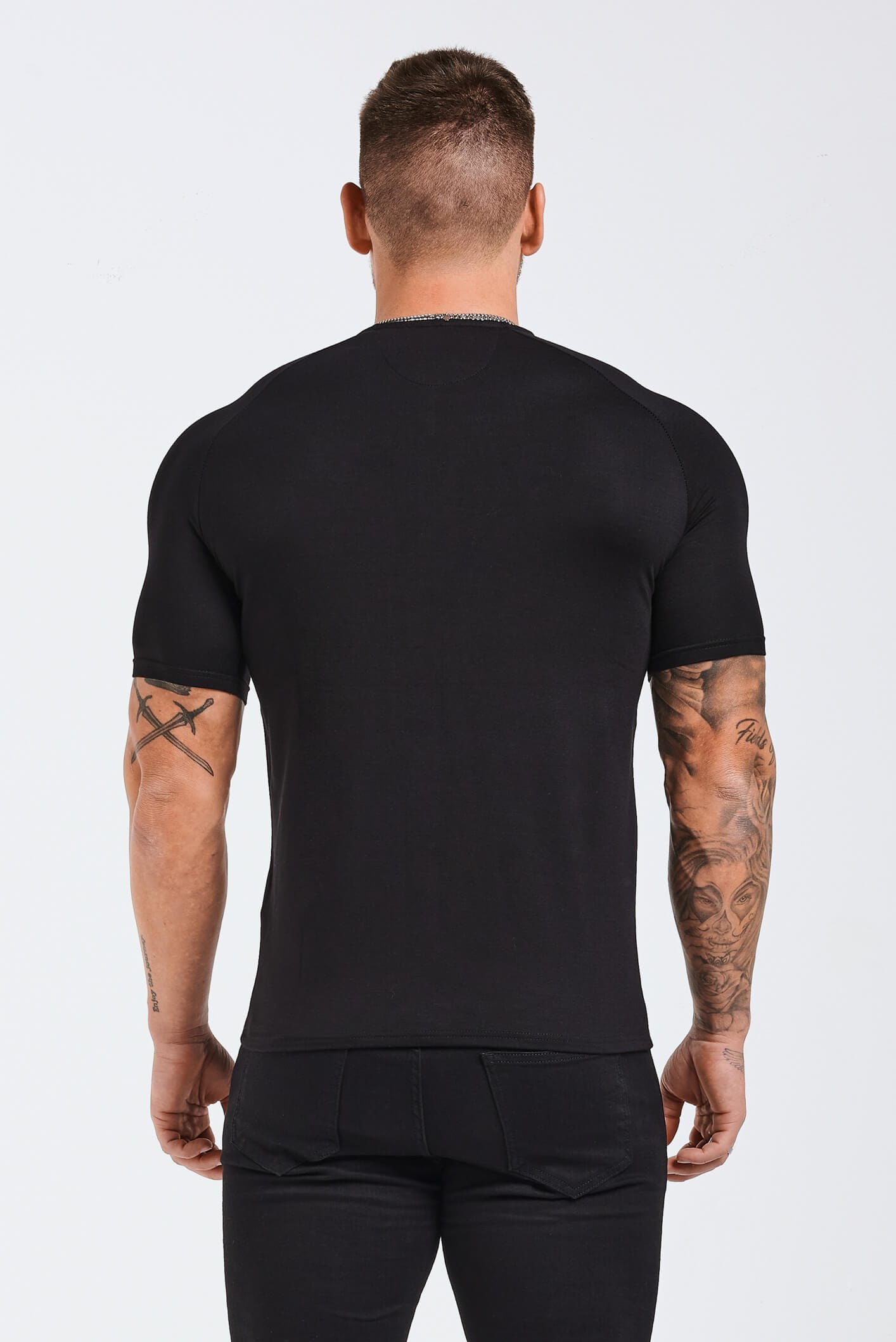 Legend London T-SHIRT BUTTON FRONT HENLEY TOP - BLACK