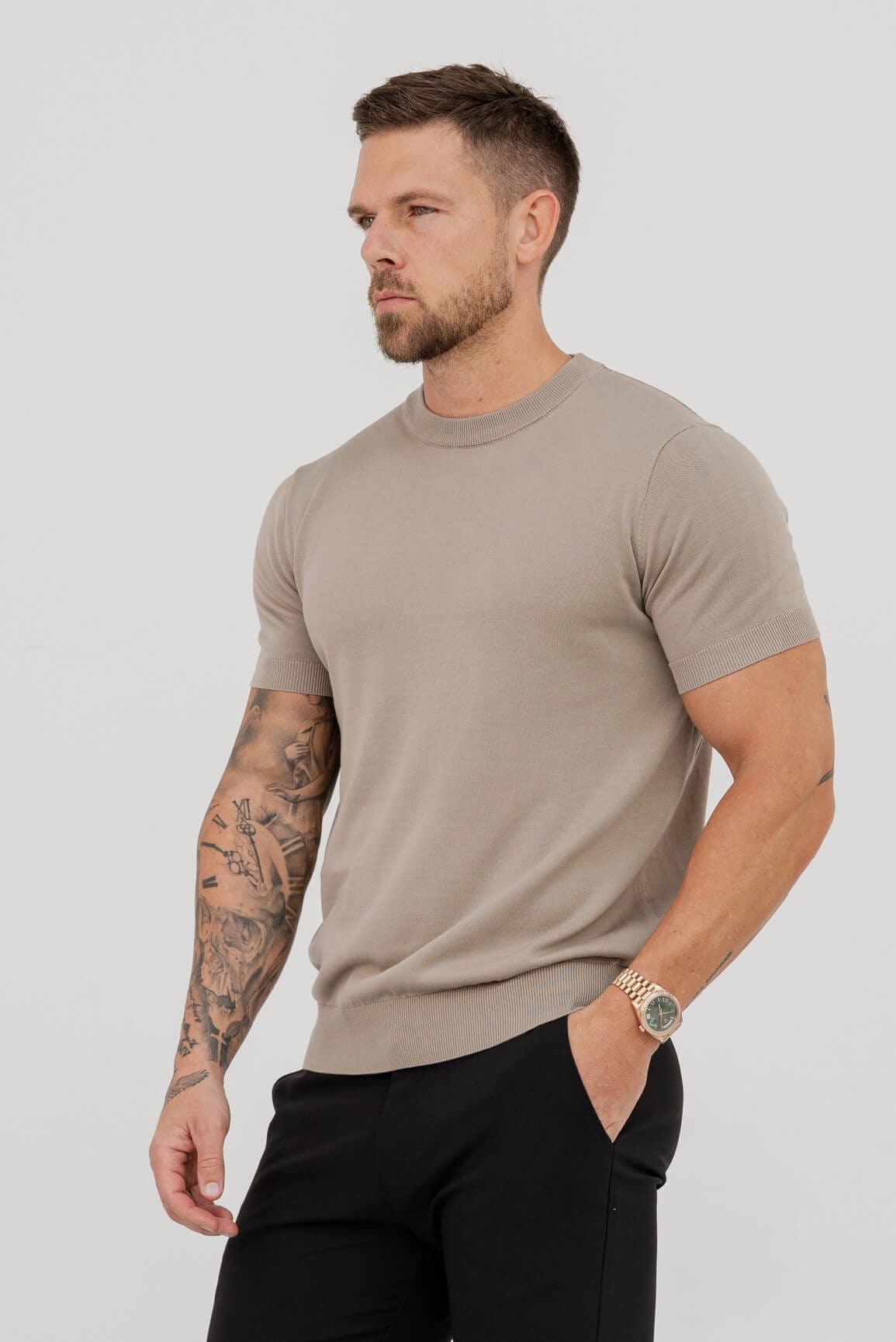 Legend London T-SHIRT KNIT T-SHIRT - KHAKI