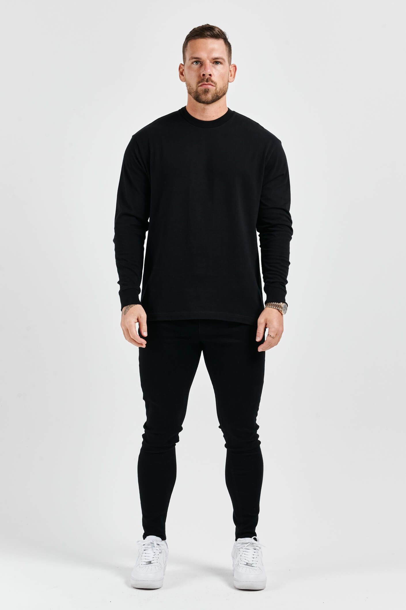 Legend London T-SHIRT LEGEND BASICS LONG SLEEVE T-SHIRT - BLACK