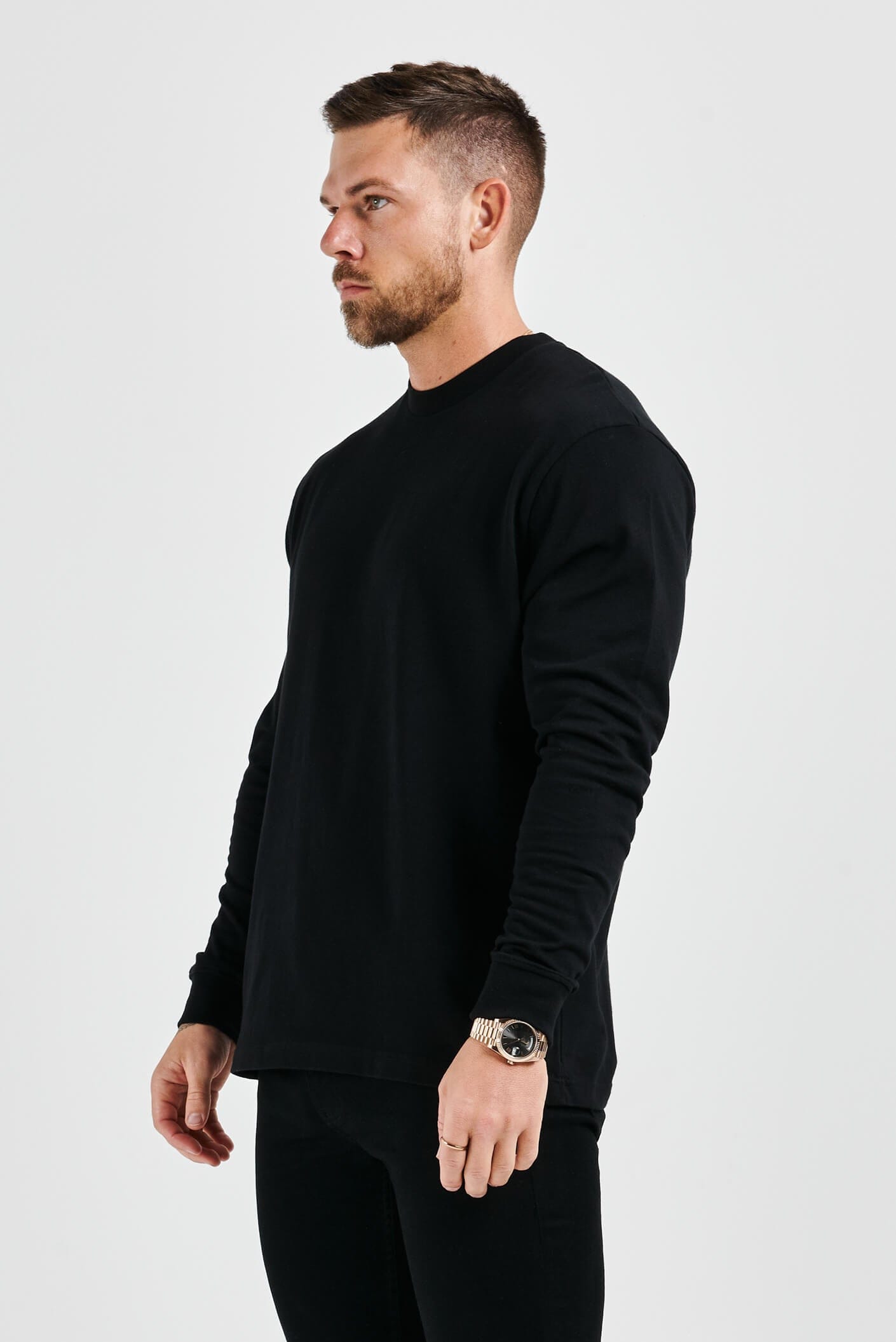 Legend London T-SHIRT LEGEND BASICS LONG SLEEVE T-SHIRT - BLACK