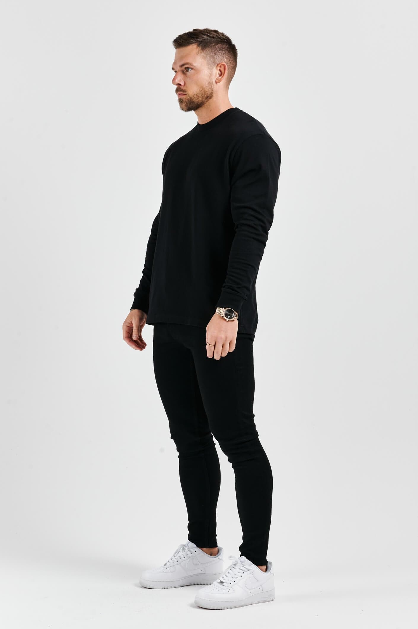 Legend London T-SHIRT LEGEND BASICS LONG SLEEVE T-SHIRT - BLACK