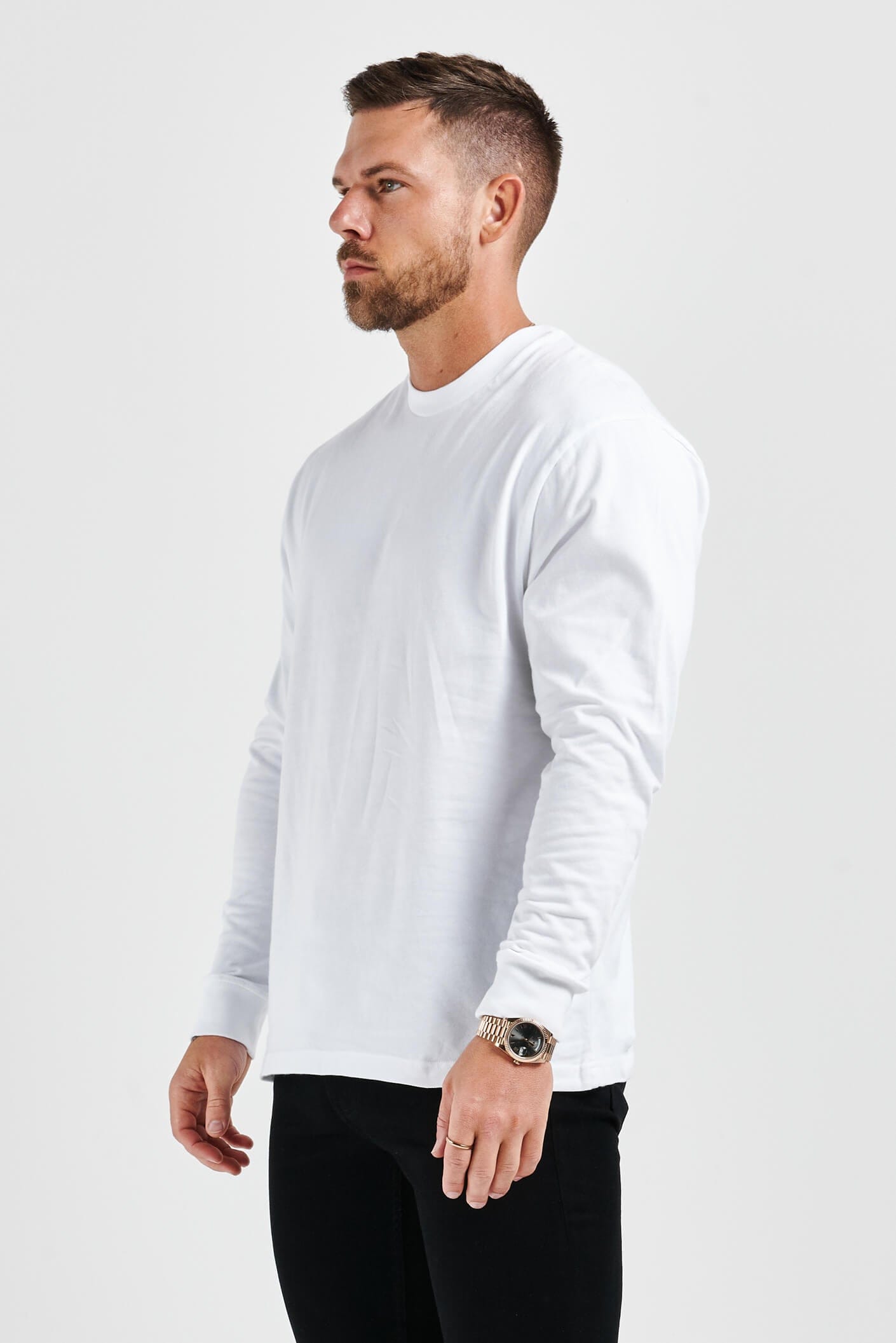 Legend London T-SHIRT LEGEND BASICS LONG SLEEVE T-SHIRT - WHITE