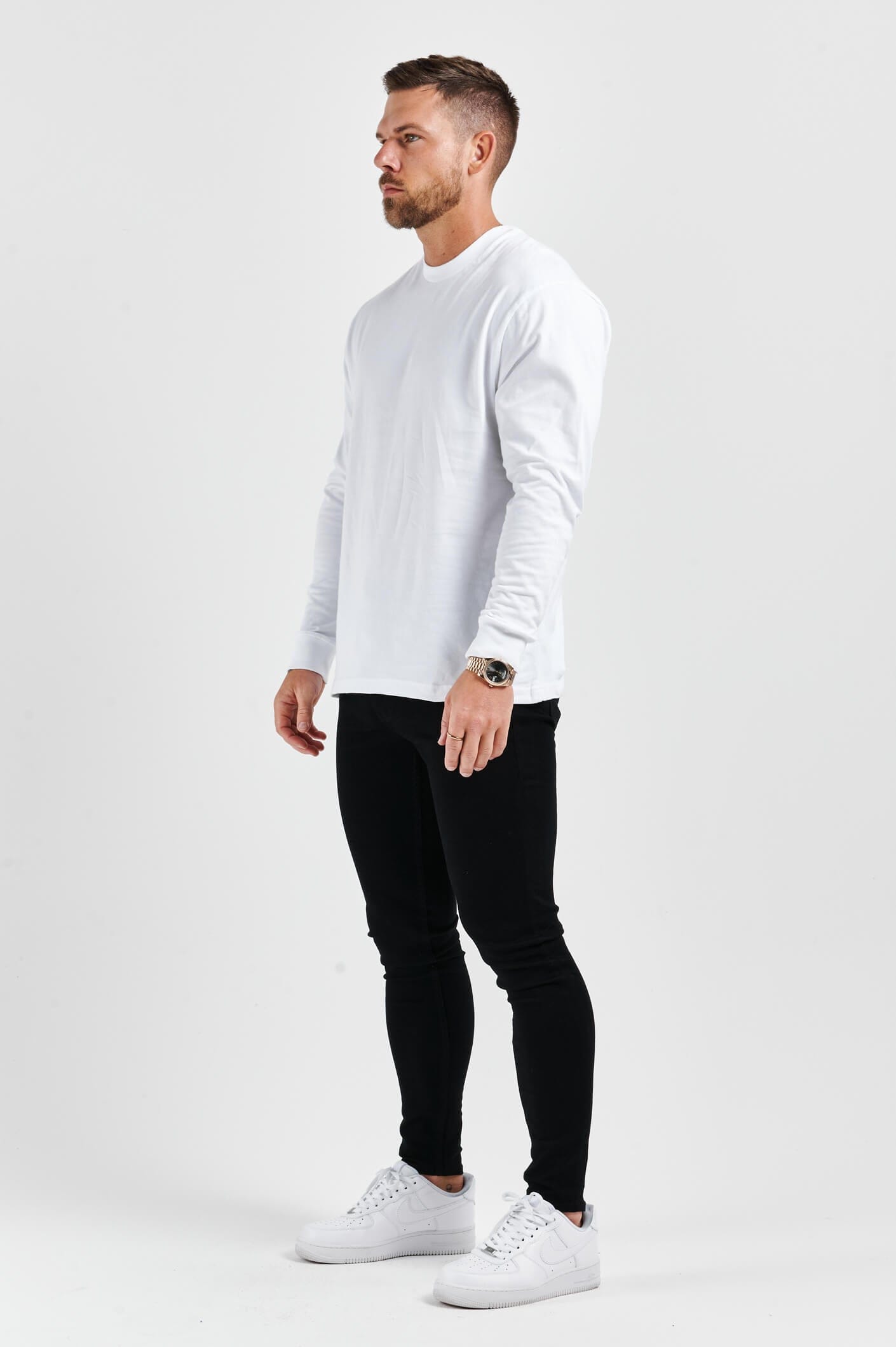 Legend London T-SHIRT LEGEND BASICS LONG SLEEVE T-SHIRT - WHITE