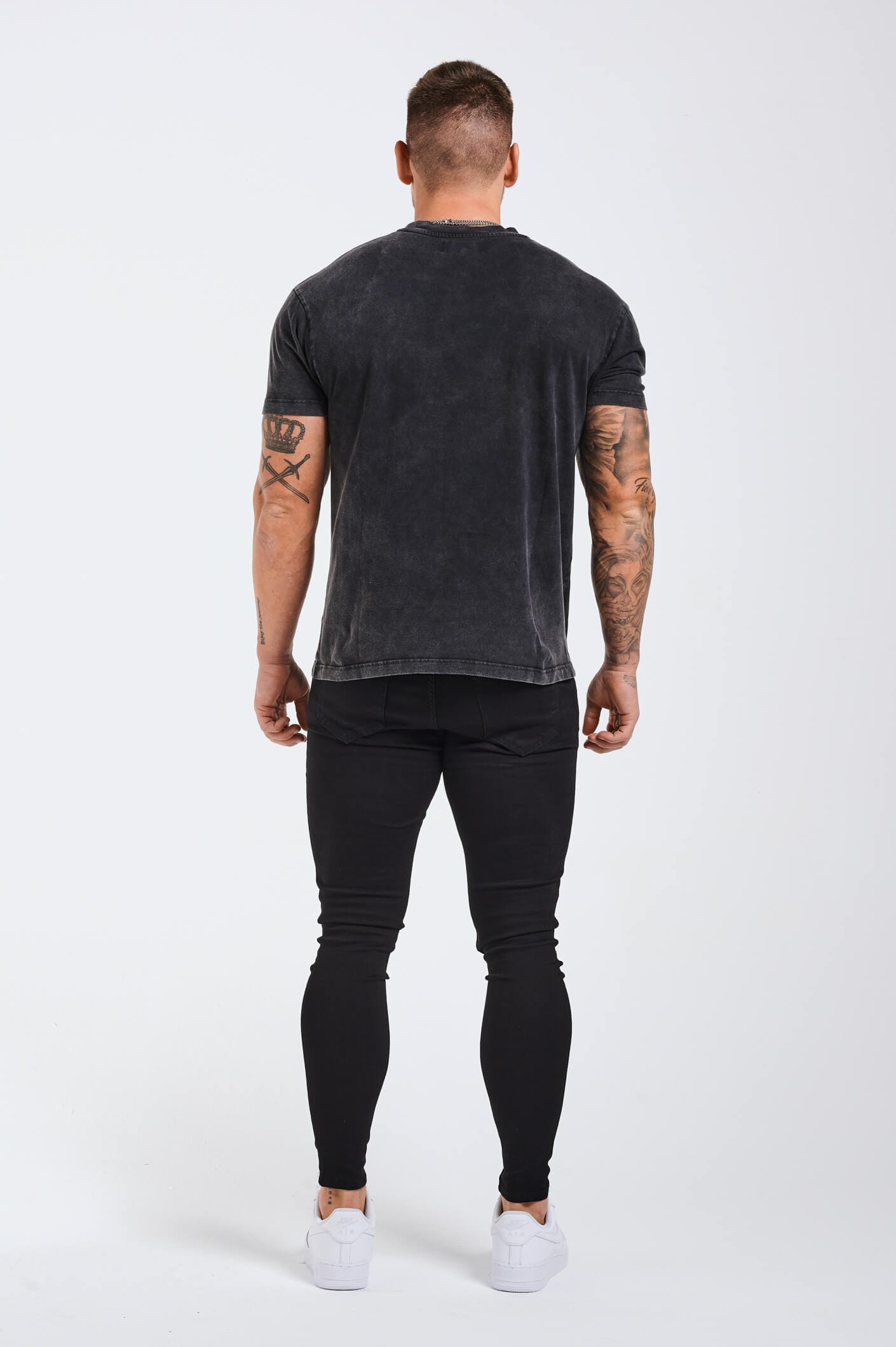 Legend London T-SHIRT LEGEND* BASICS MUSCLE FIT T-SHIRT - WASHED GREY
