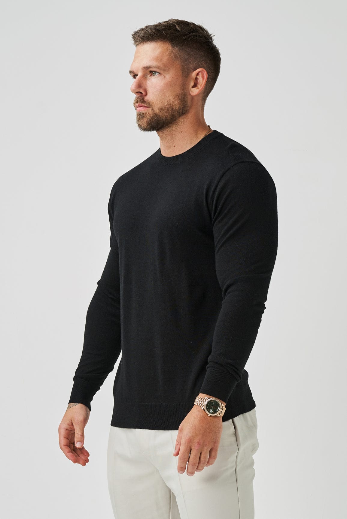 Legend London T-SHIRT LONG SLEEVE KNIT - BLACK