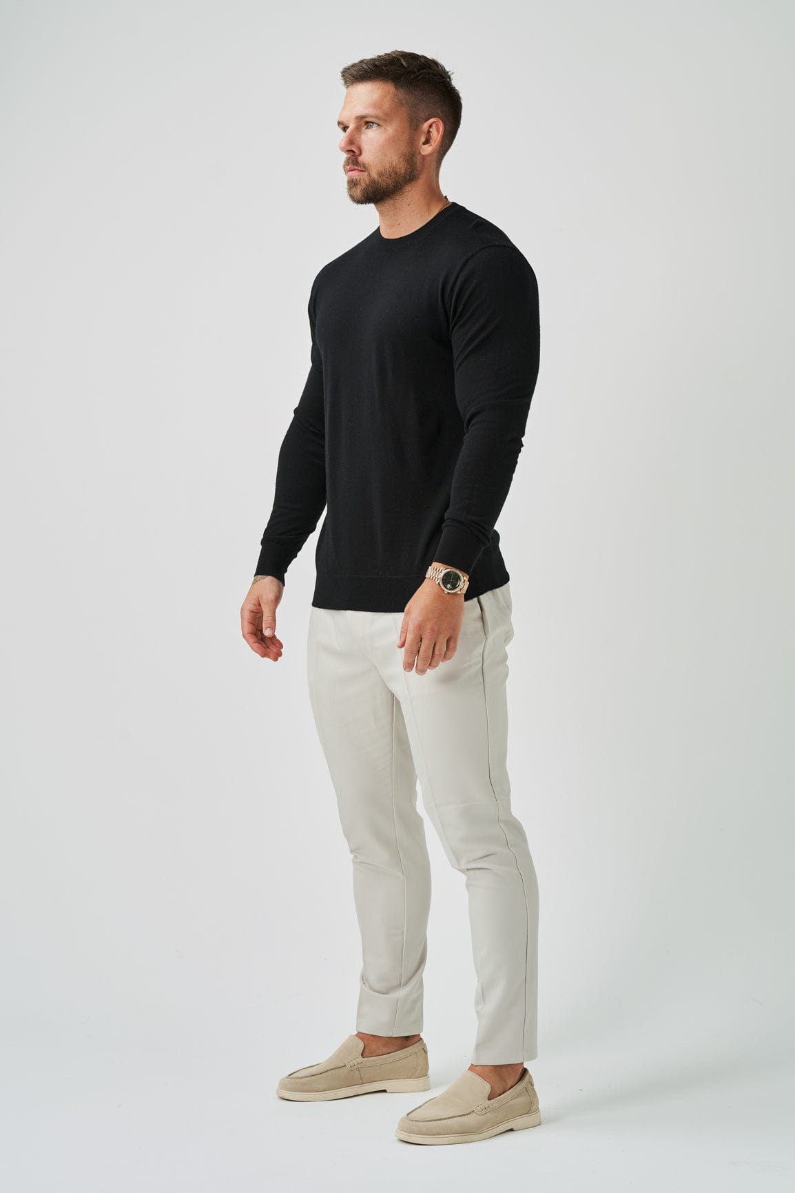 Legend London T-SHIRT LONG SLEEVE KNIT - BLACK