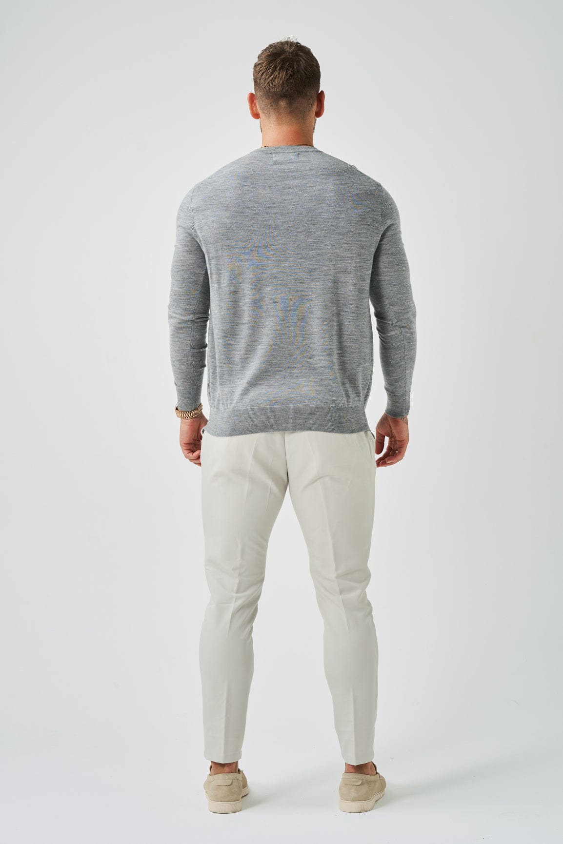 Legend London T-SHIRT LONG SLEEVE KNIT - GREY MARL