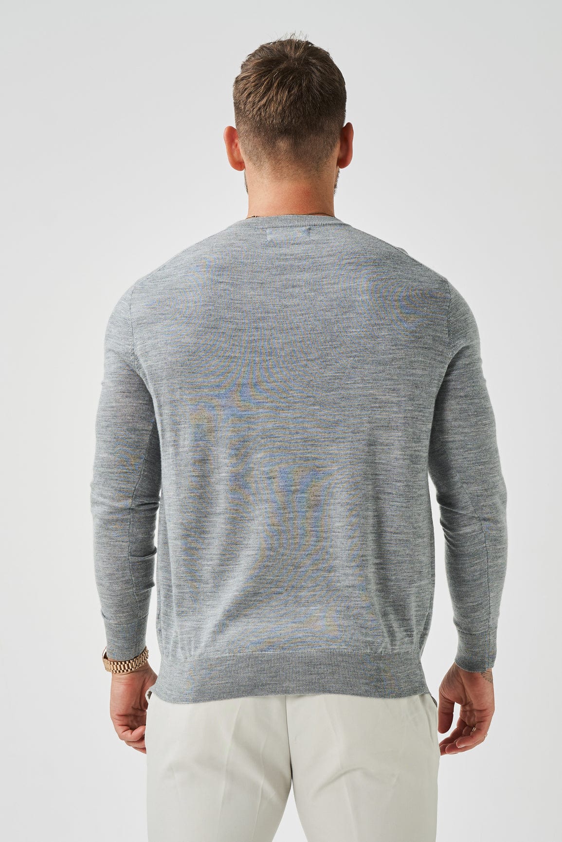 Legend London T-SHIRT LONG SLEEVE KNIT - GREY MARL