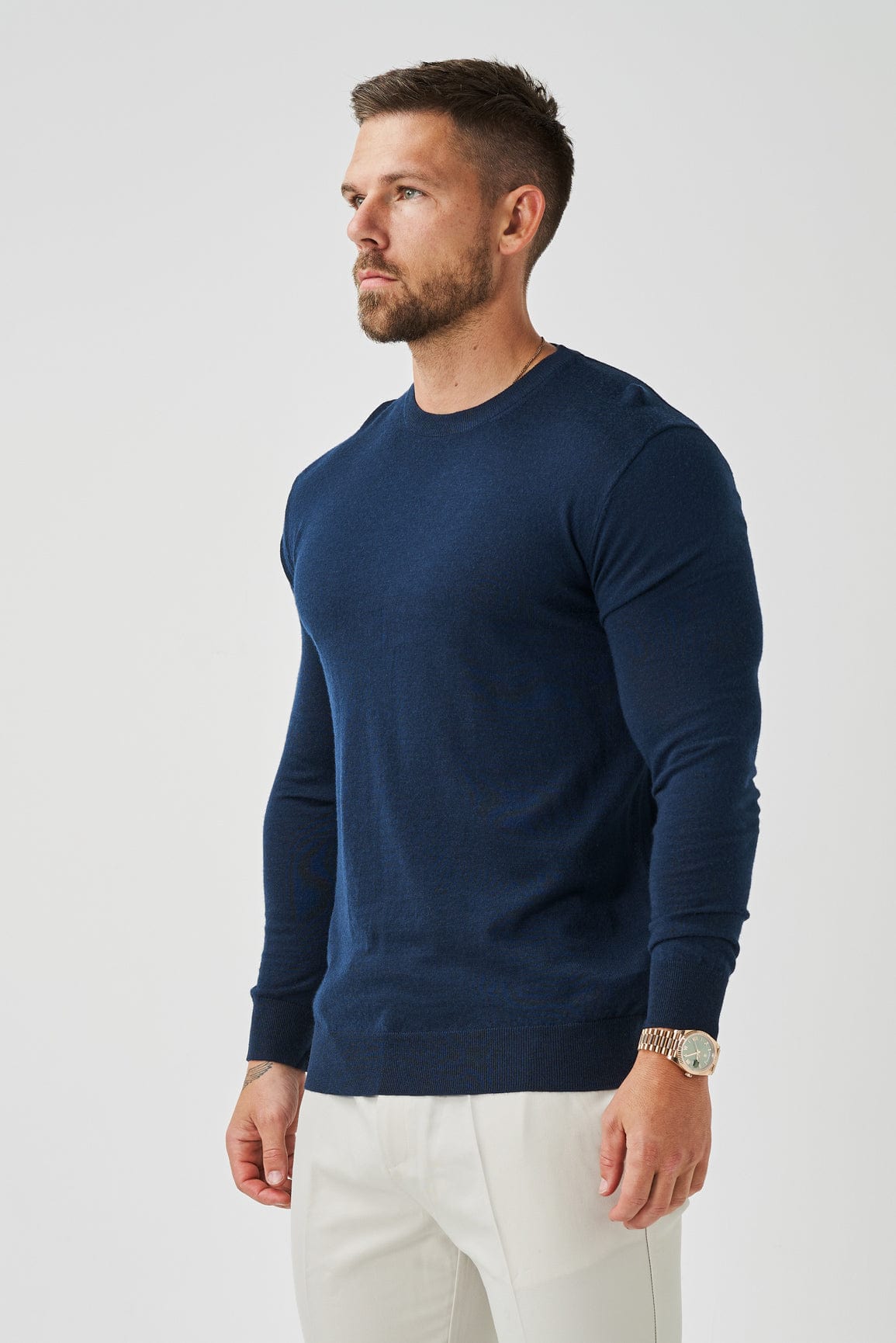 Legend London T-SHIRT LONG SLEEVE KNIT - NAVY