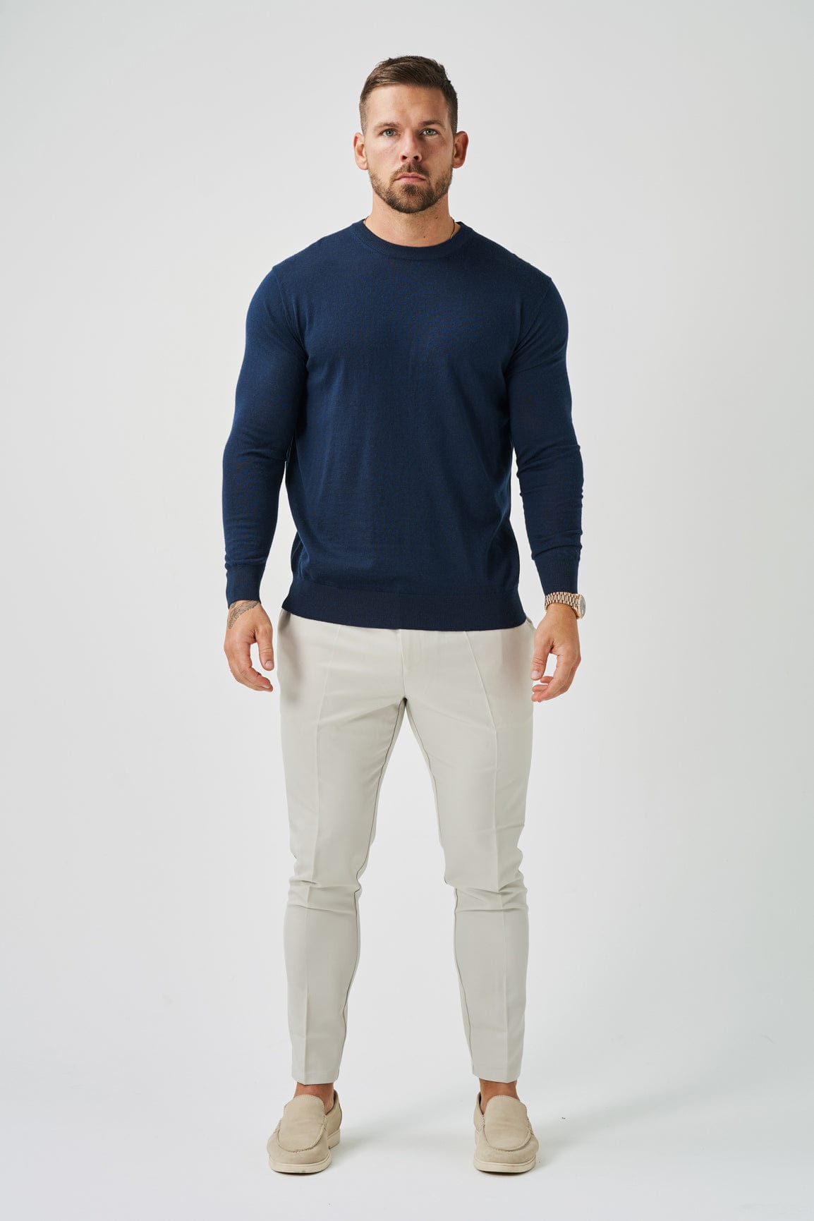 Legend London T-SHIRT LONG SLEEVE KNIT - NAVY