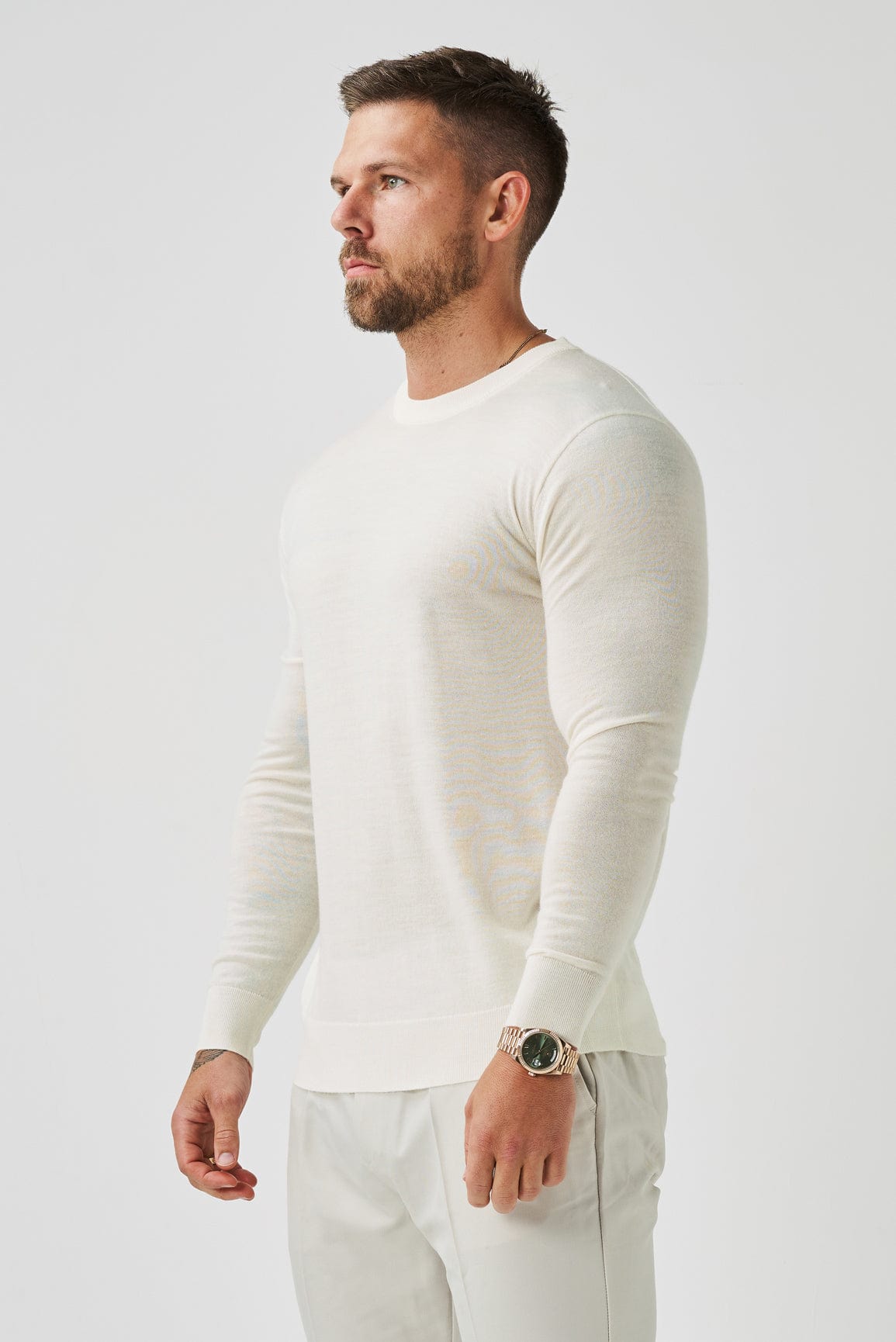 Legend London T-SHIRT LONG SLEEVE KNIT - OFF WHITE