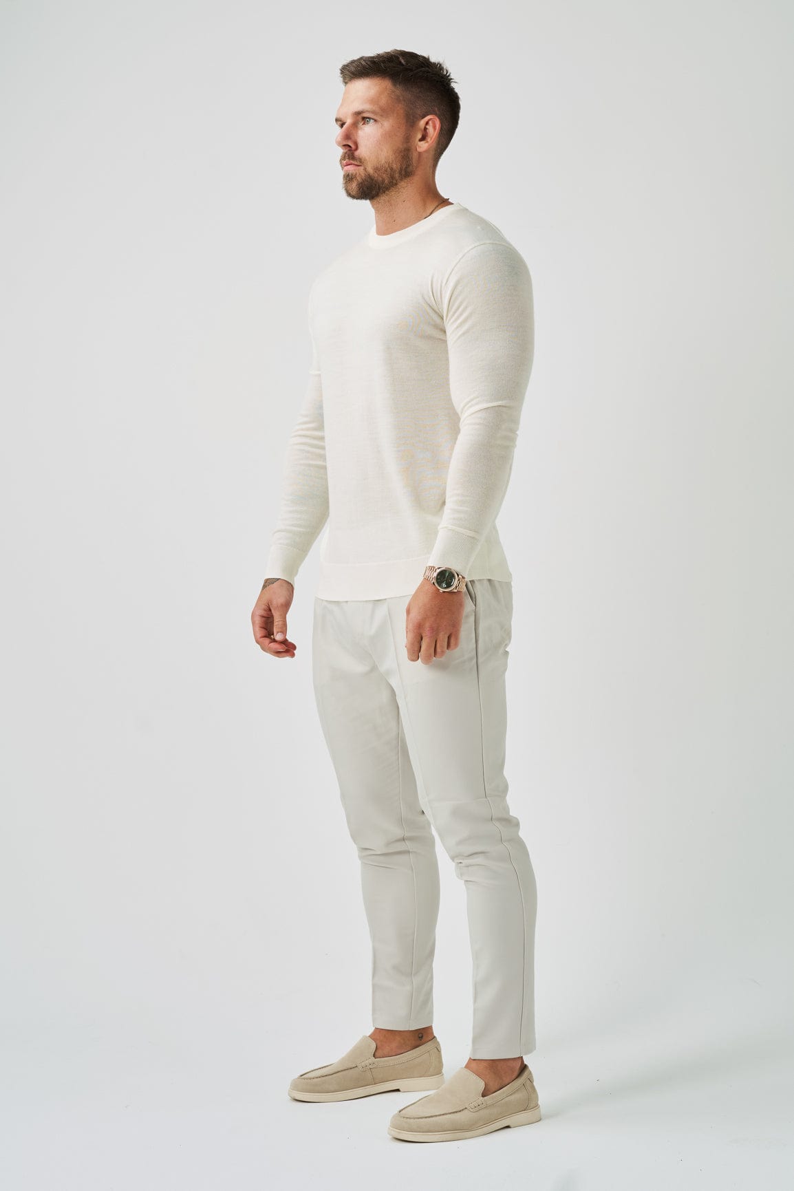Legend London T-SHIRT LONG SLEEVE KNIT - OFF WHITE