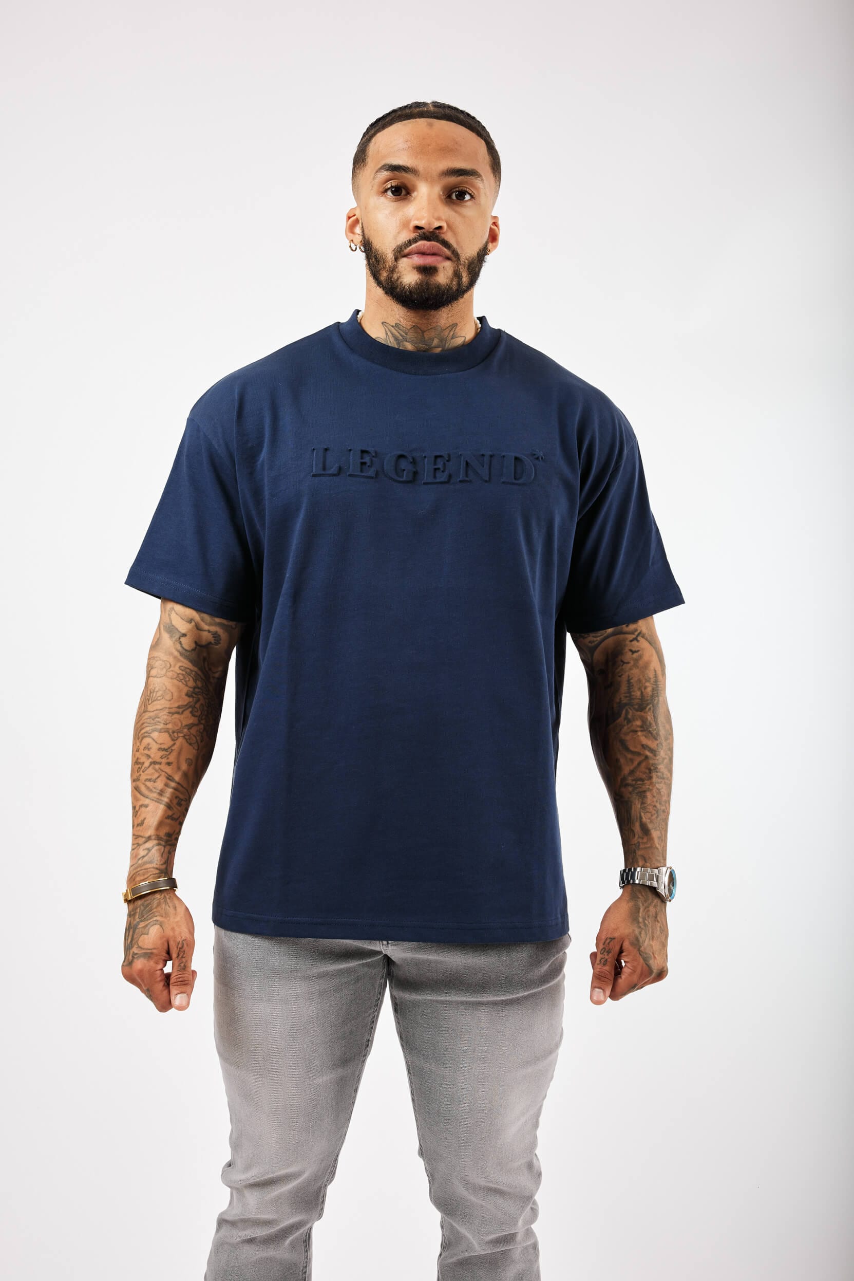 Legend London T-SHIRT OVERSIZED 3D LOGO T-SHIRT - NAVY