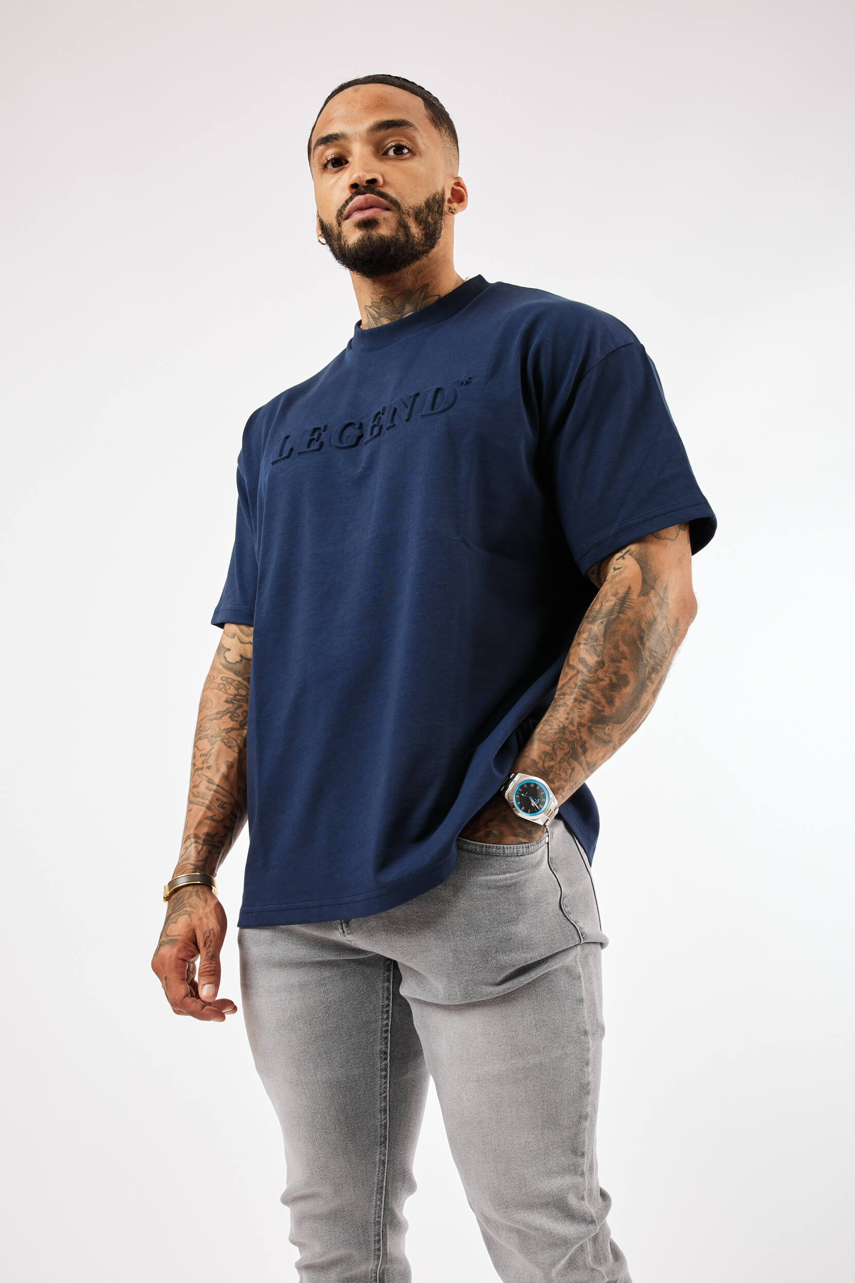 Legend London T-SHIRT OVERSIZED 3D LOGO T-SHIRT - NAVY