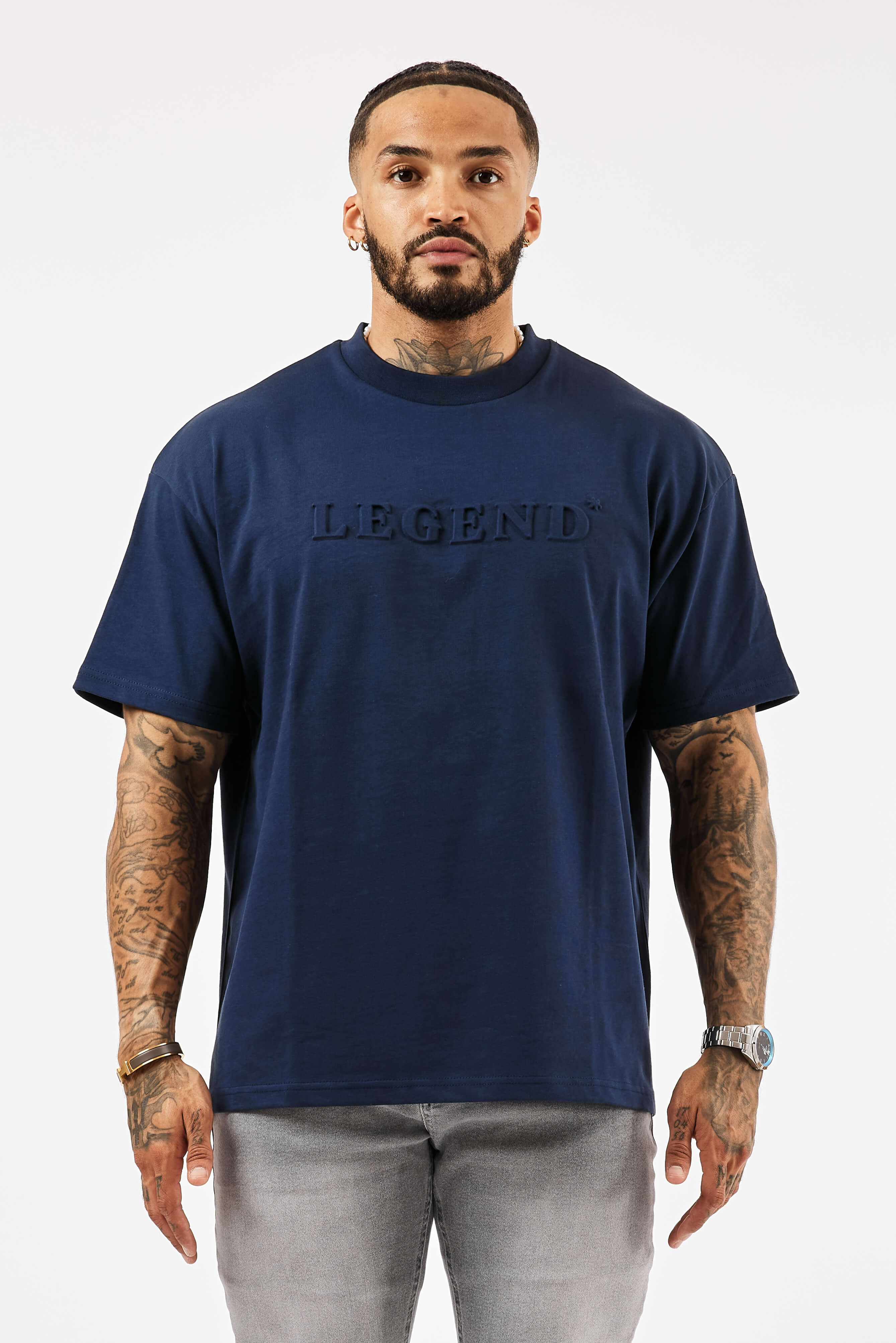 Legend London T-SHIRT OVERSIZED 3D LOGO T-SHIRT - NAVY