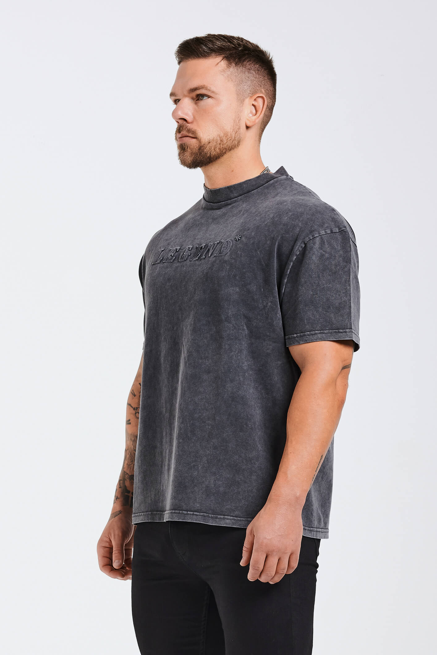 Legend London T-SHIRT OVERSIZED 3D LOGO T-SHIRT - WASHED GREY