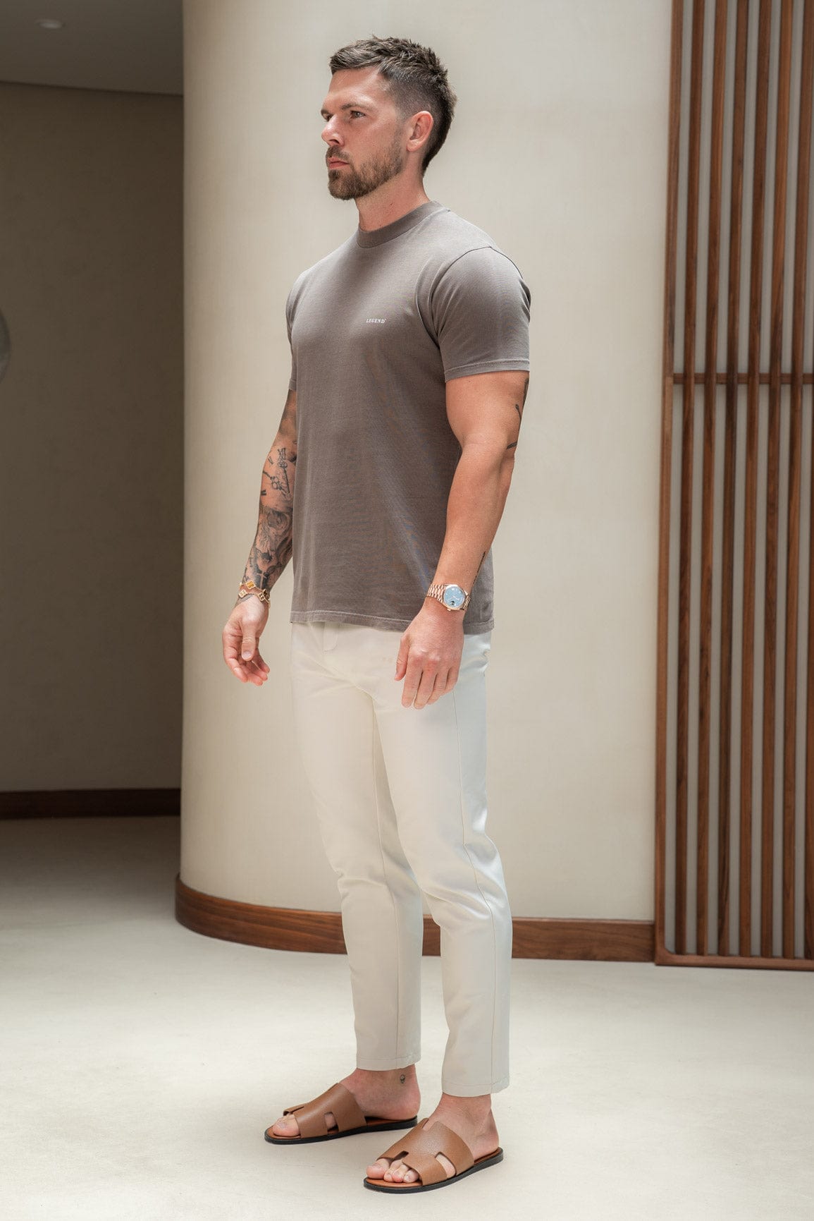 Legend London T-SHIRT PREMIUM BASICS T-SHIRT - WASHED BROWN