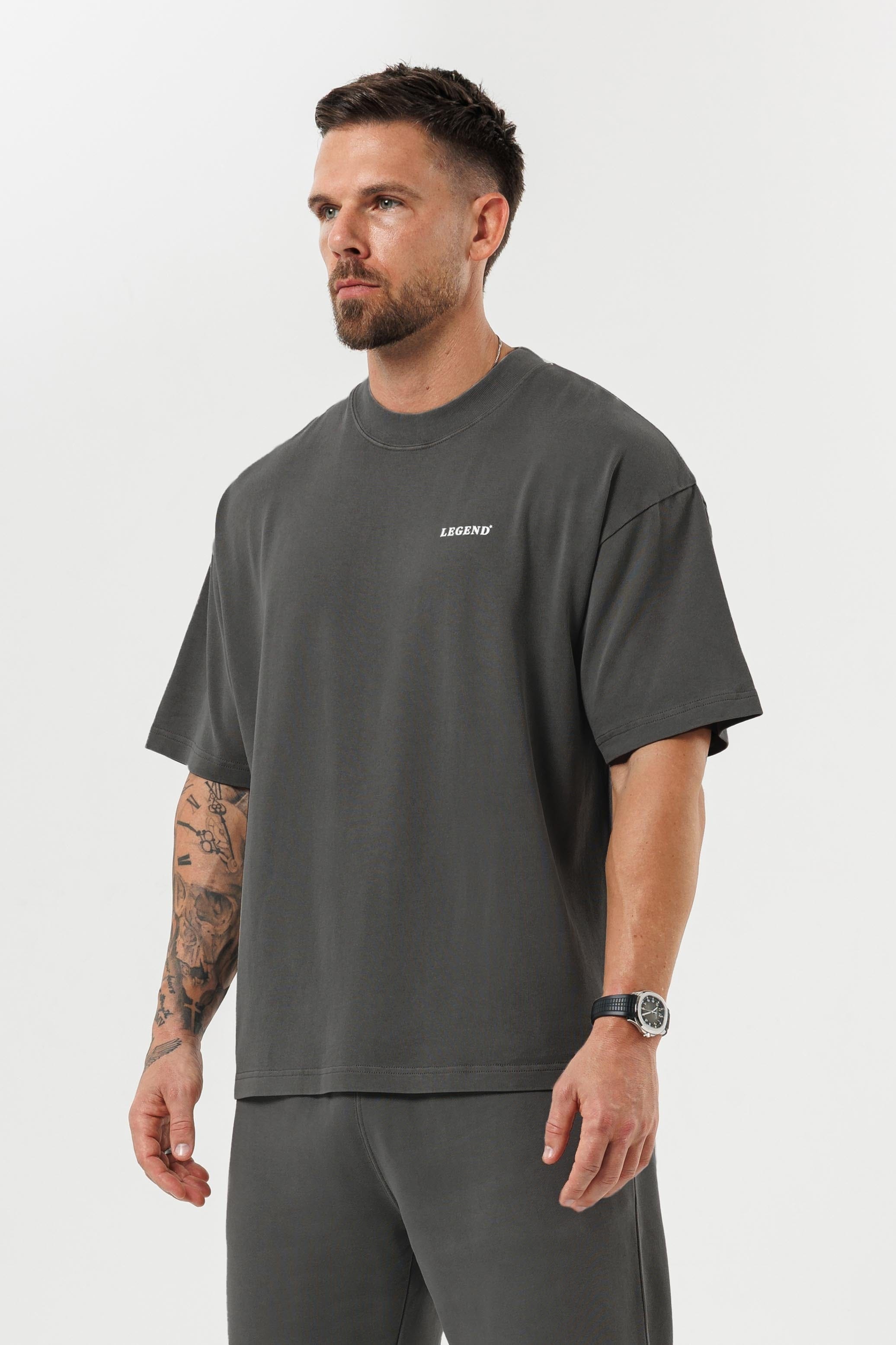 LEGEND LONDON T-SHIRT - PRINT OVERSIZED PRINT OVERSIZED T-SHIRT - GUN METAL