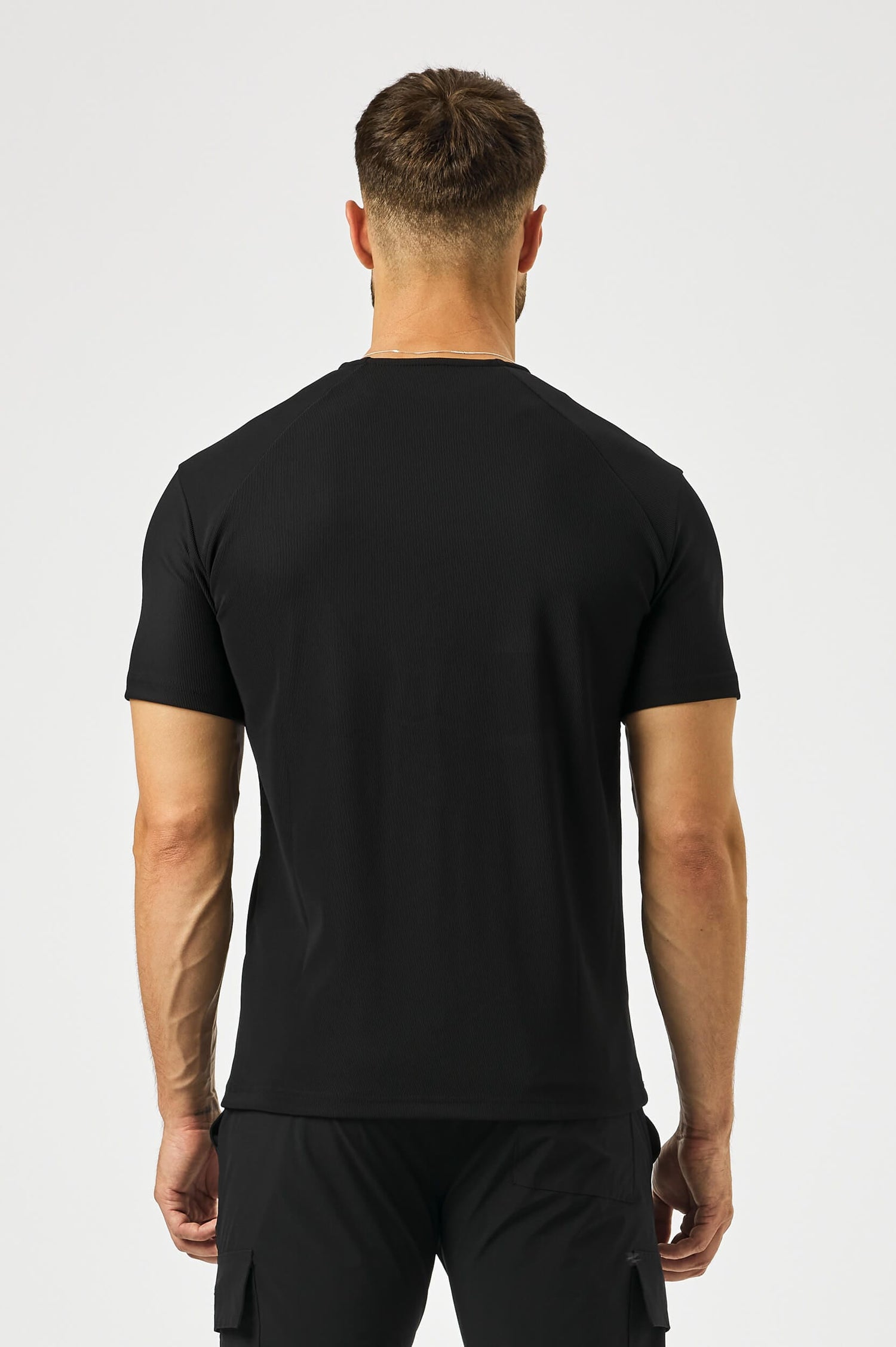 Legend London T-SHIRT RIBBED HENLEY TOP - BLACK