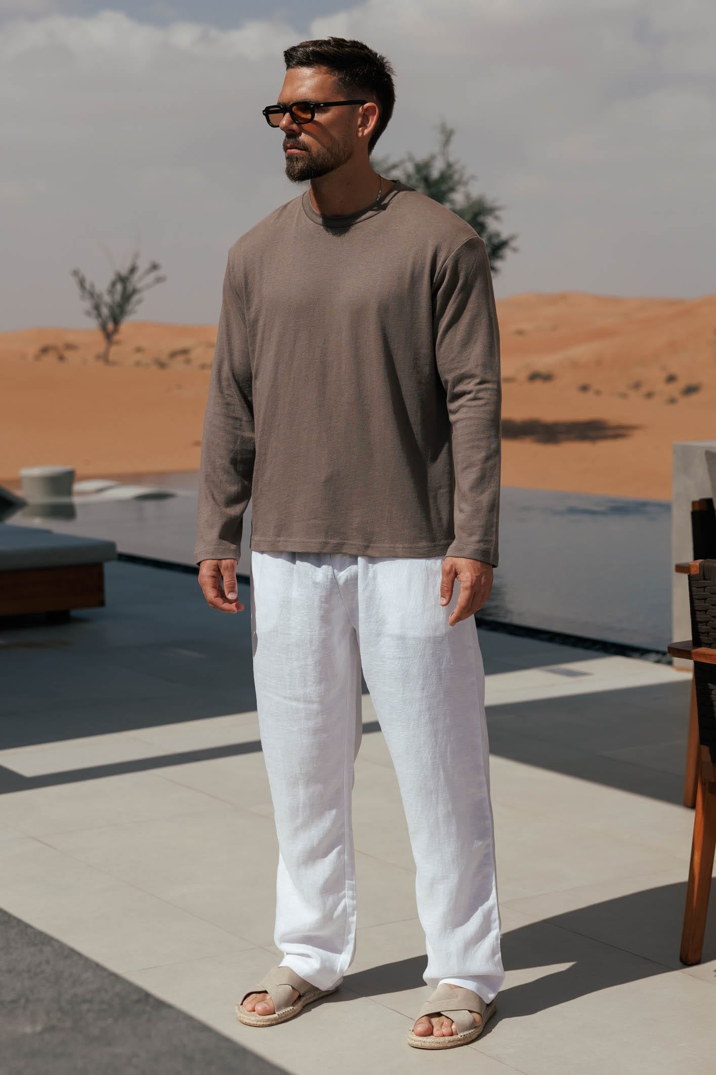 Legend London T-SHIRT - SUMMER CROPPED LINEN T-SHIRT - OAK