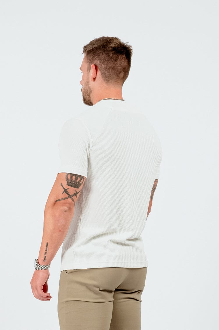 Legend London T-SHIRT TEXTURED HENLEY TOP - WHITE