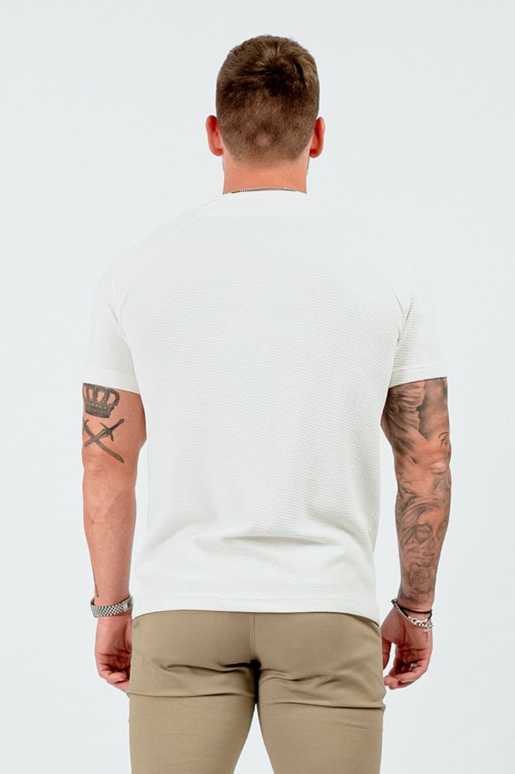 Legend London T-SHIRT TEXTURED HENLEY TOP - WHITE