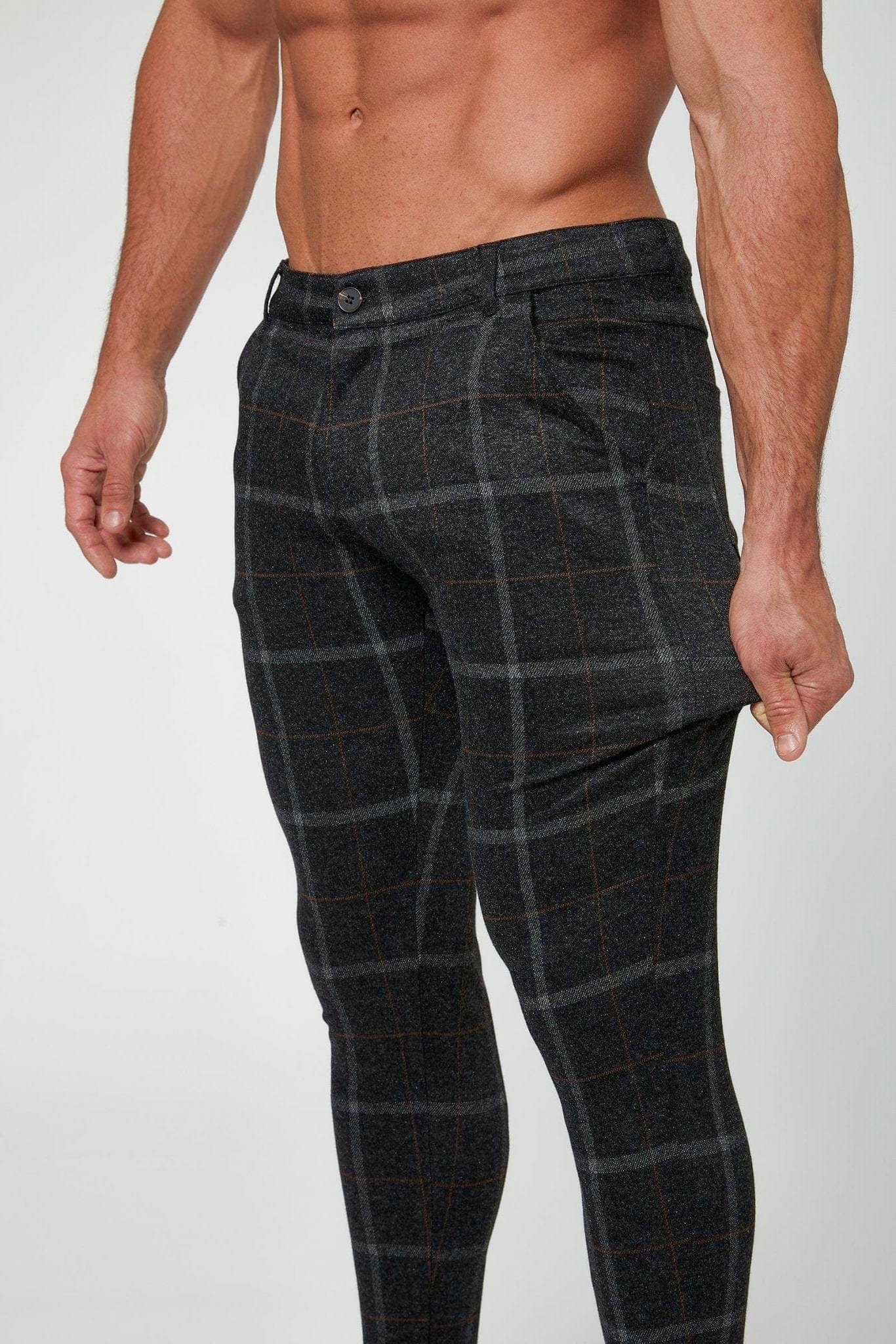 Legend London Trouser CHECKERED STRETCH TROUSERS - BLACK