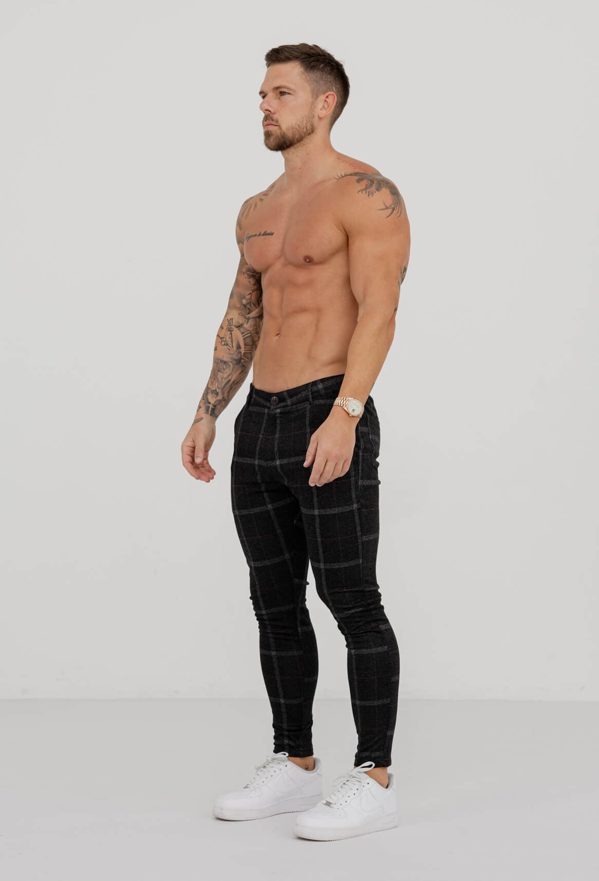 Legend London Trouser CHECKERED STRETCH TROUSERS - BLACK
