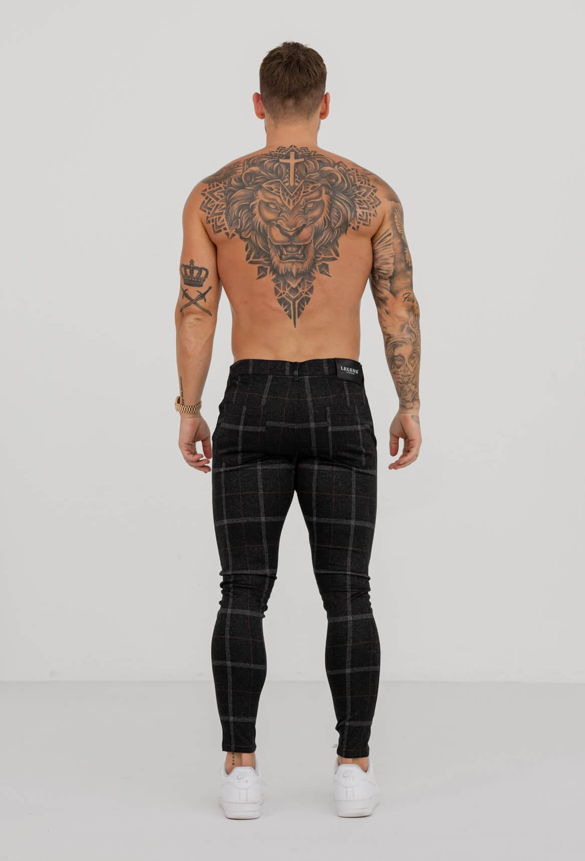 Legend London Trouser CHECKERED STRETCH TROUSERS - BLACK