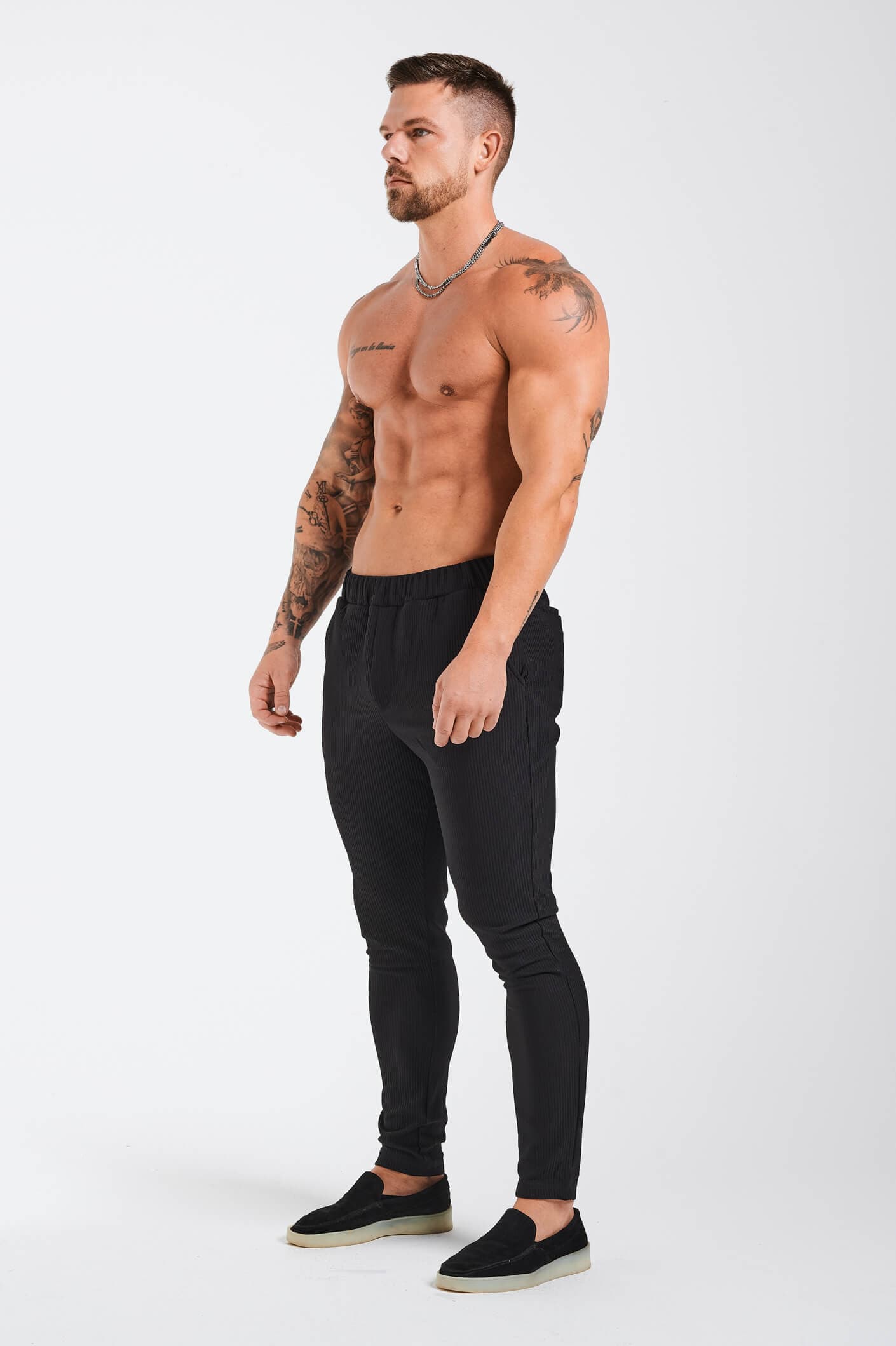 Legend London Trouser PLEATED SLIM FIT TROUSER - BLACK