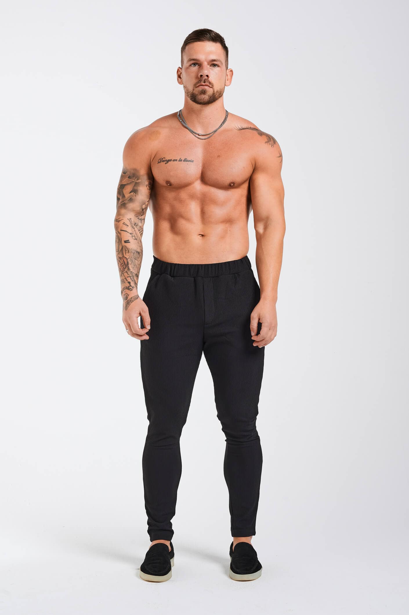 Legend London Trouser PLEATED SLIM FIT TROUSER - BLACK
