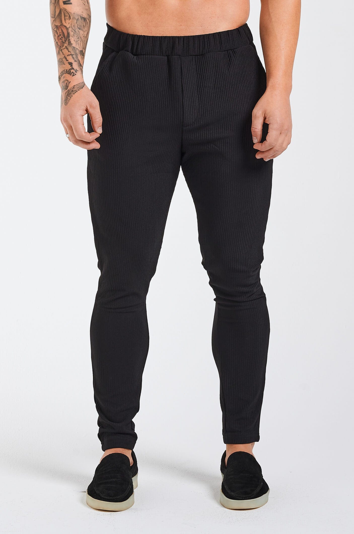 Legend London Trouser PLEATED SLIM FIT TROUSER - BLACK