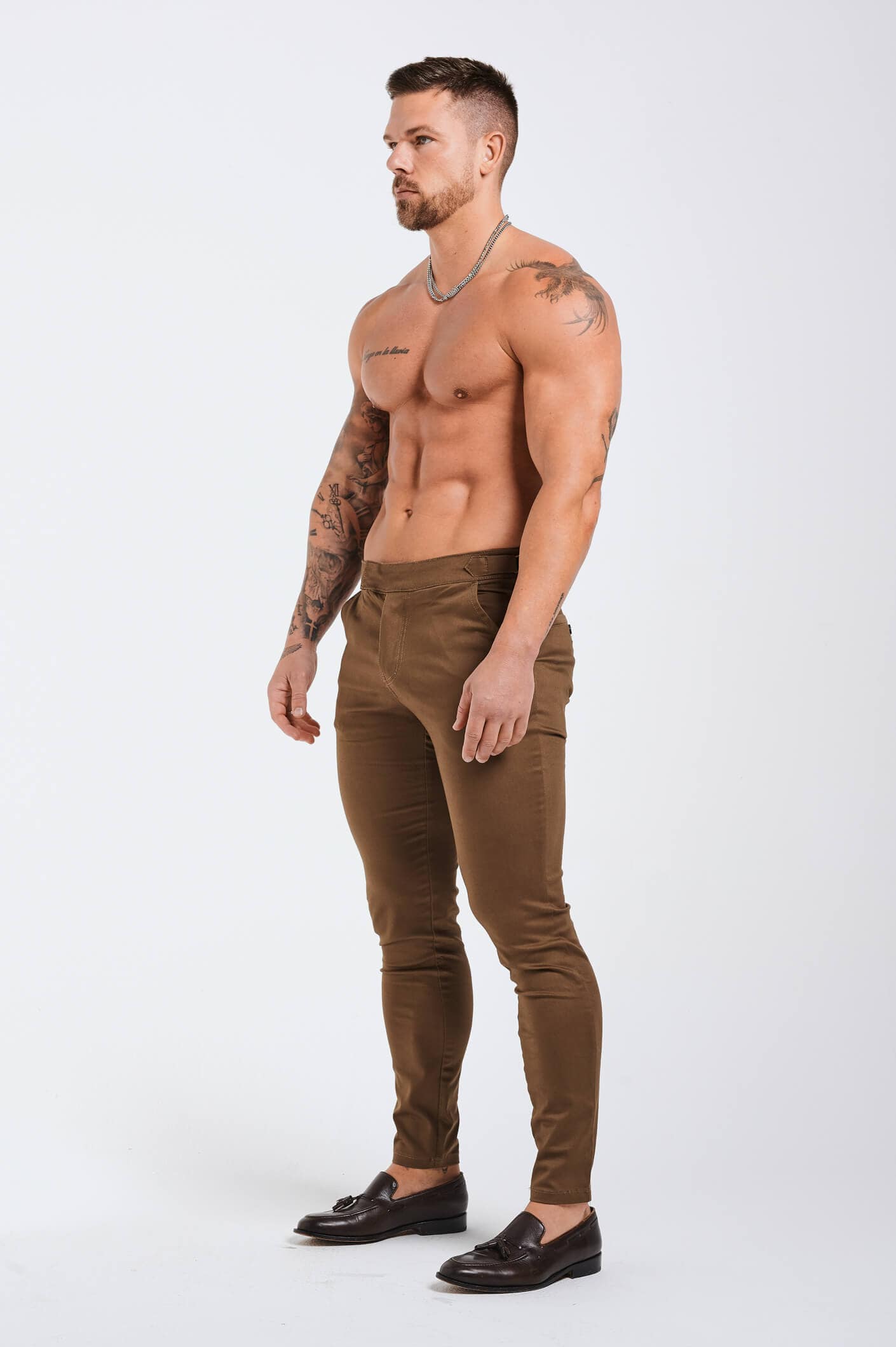 Legend London Trouser SLIM FIT HIGH WAIST TROUSER - BROWN