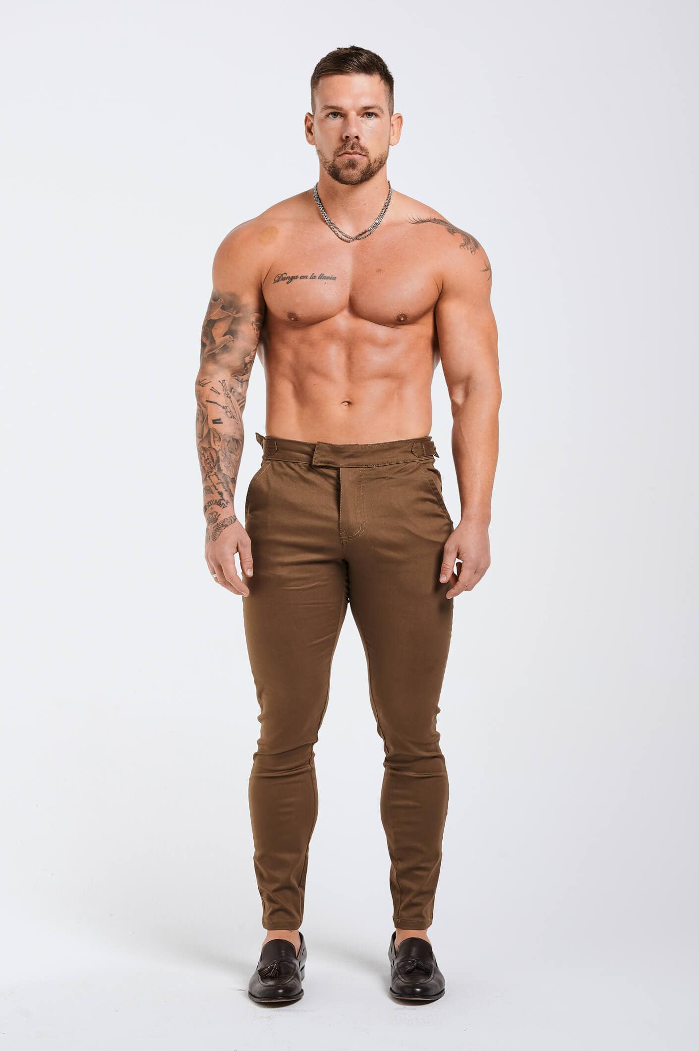 Legend London Trouser SLIM FIT HIGH WAIST TROUSER - BROWN