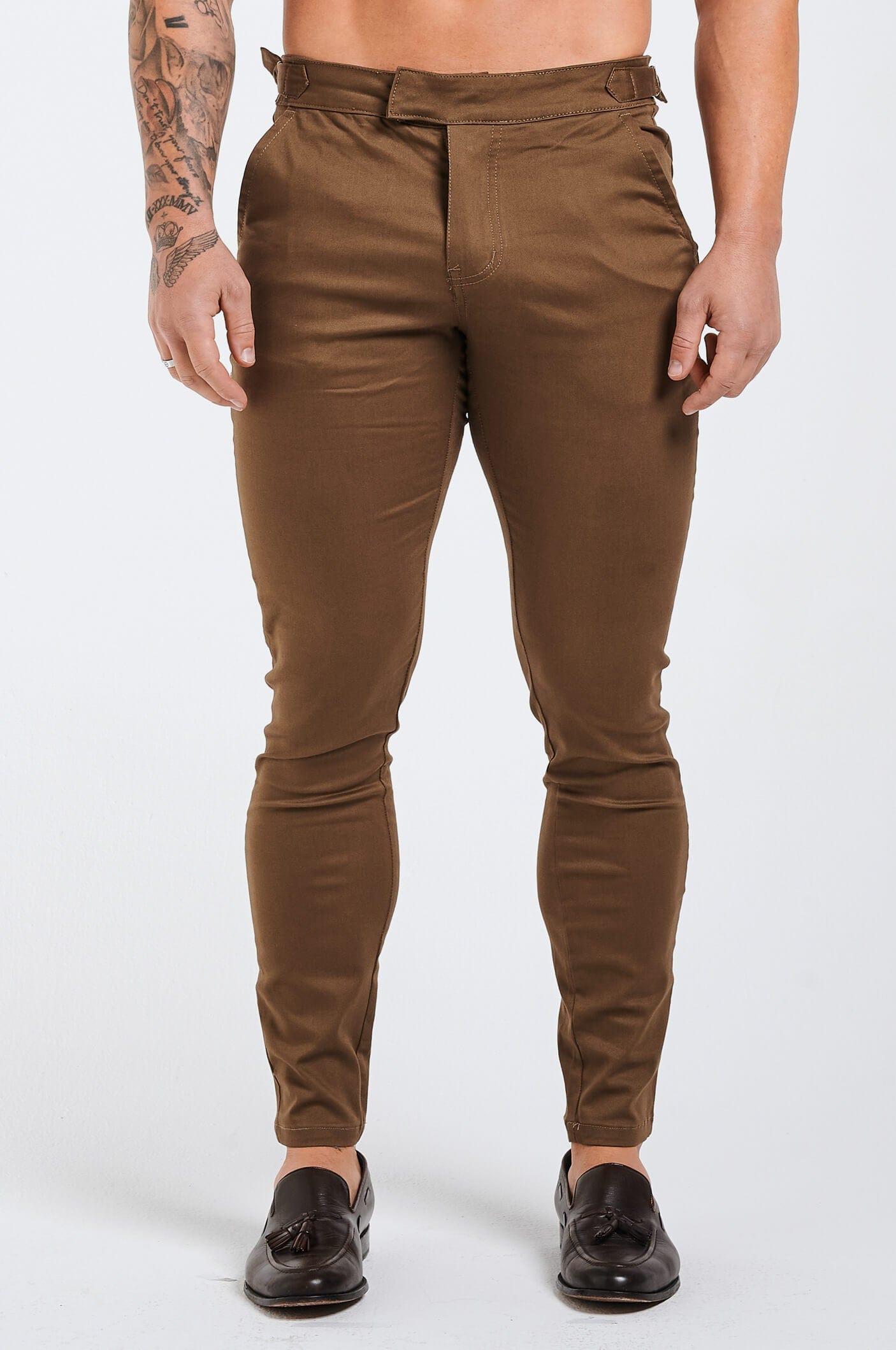 Legend London Trouser SLIM FIT HIGH WAIST TROUSER - BROWN
