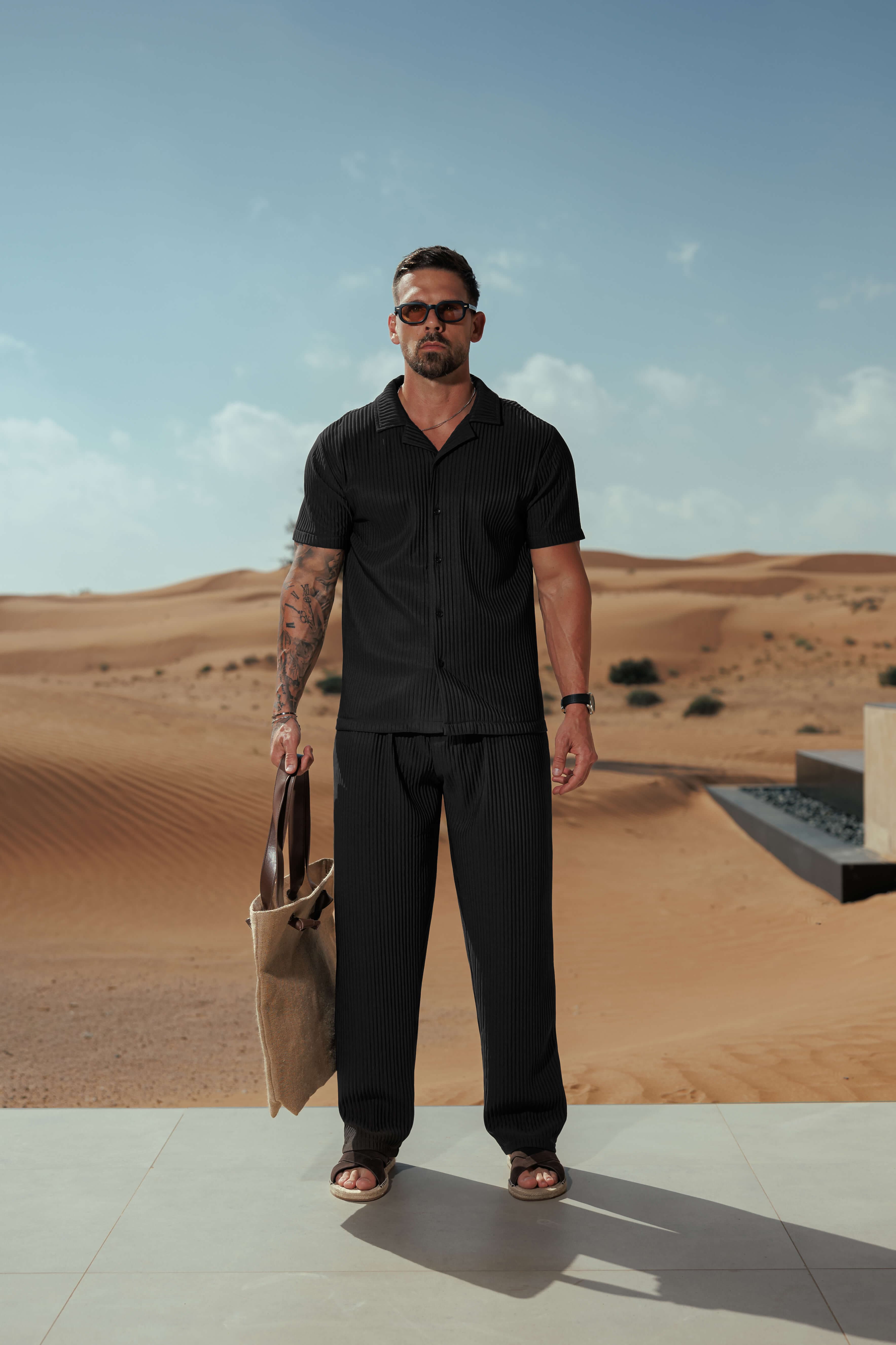 Legend London Trouser - Summer PLEATED TROUSER - BLACK