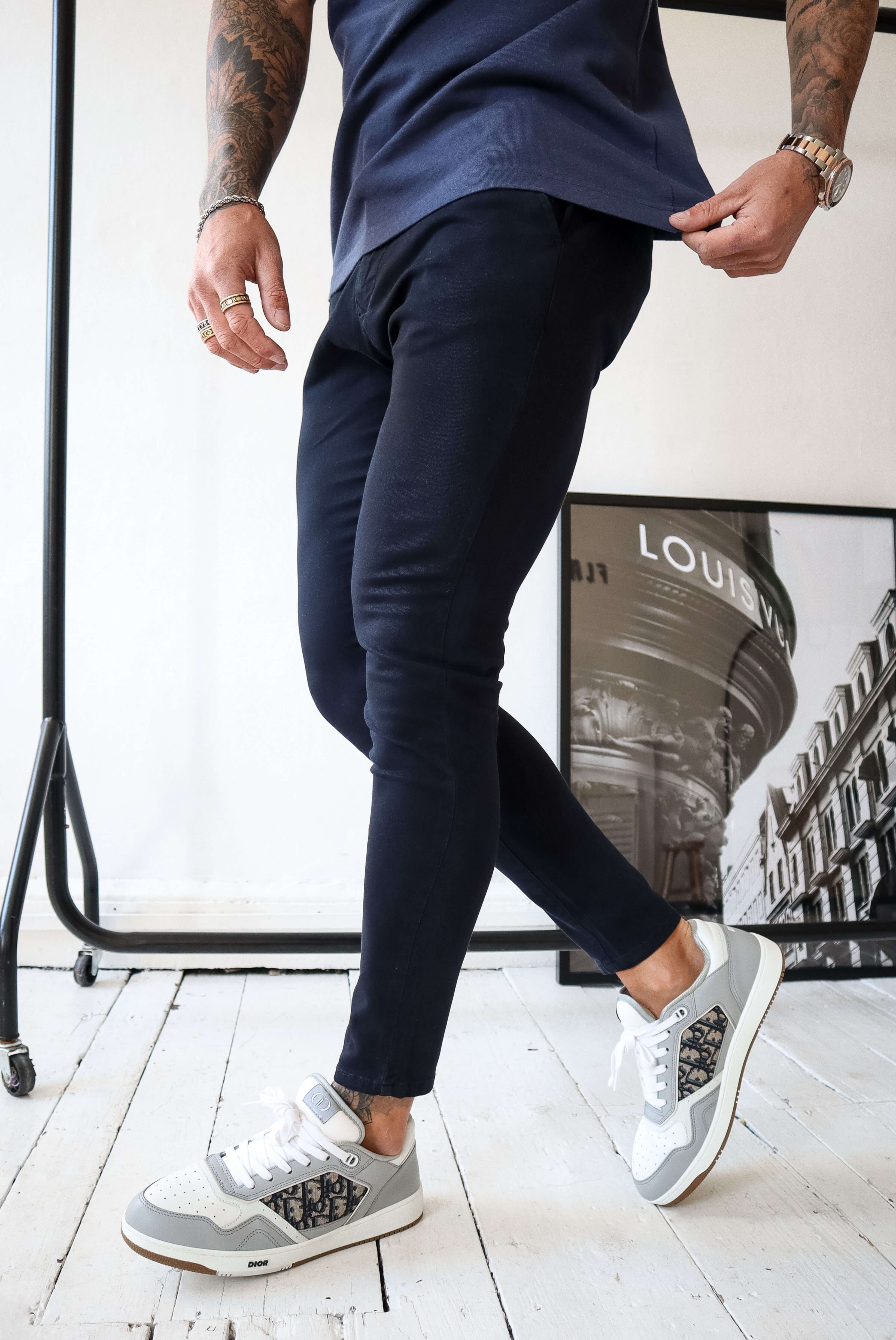 Legend London Trousers - chino SPRAY-ON STRETCH CHINO - DARK NAVY