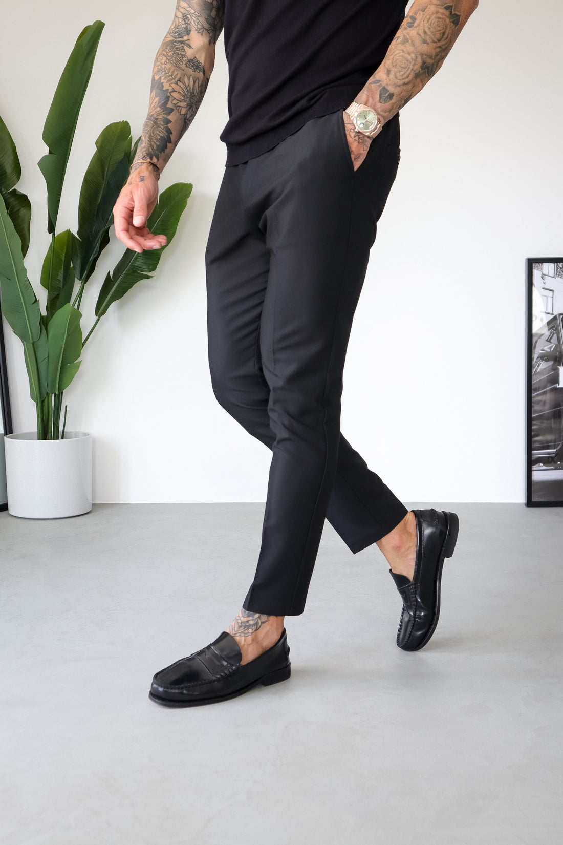 Legend London Trousers STRETCH WOVEN TROUSER - BLACK