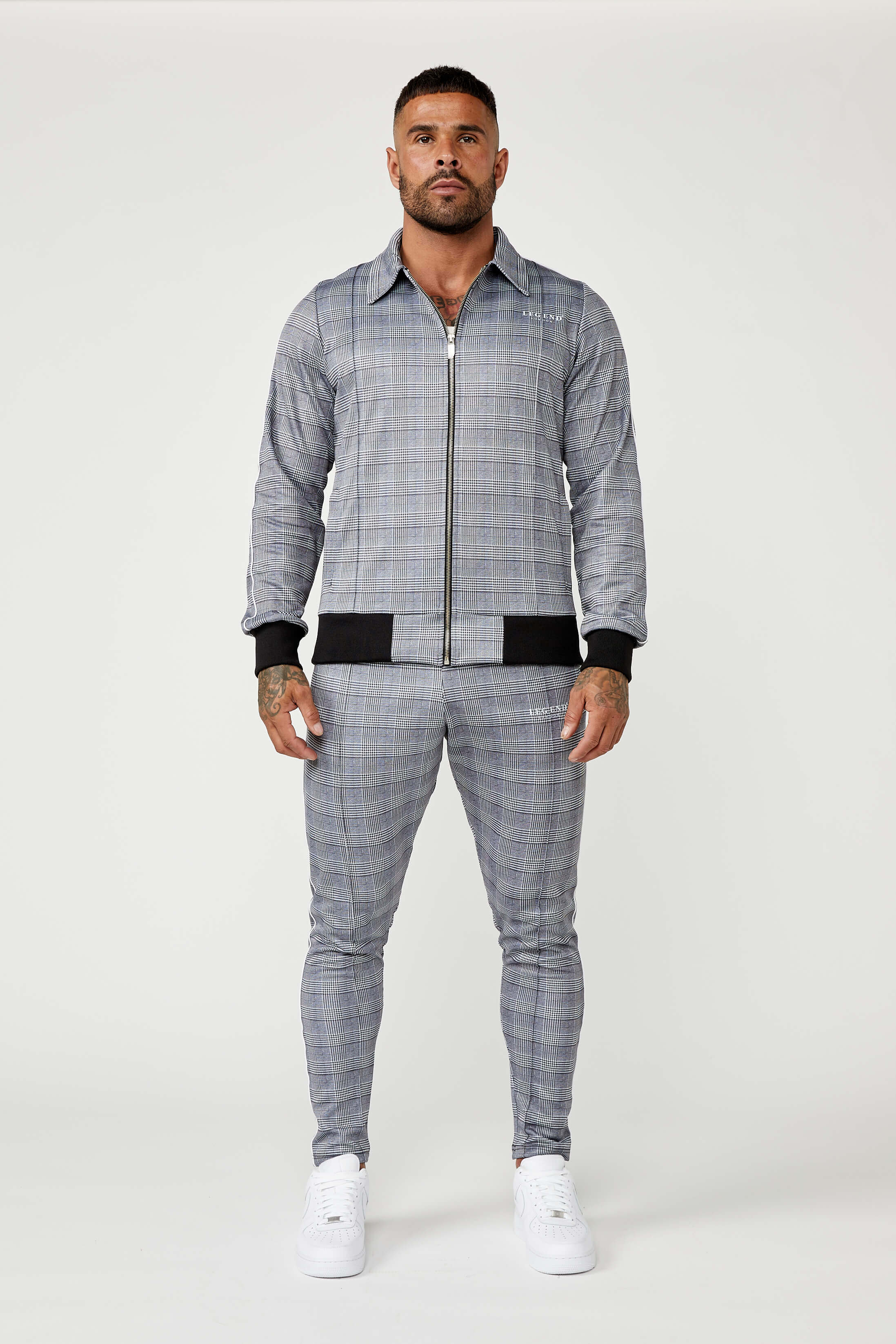 Legend London Jackets Smart Track Jacket In Check - Grey