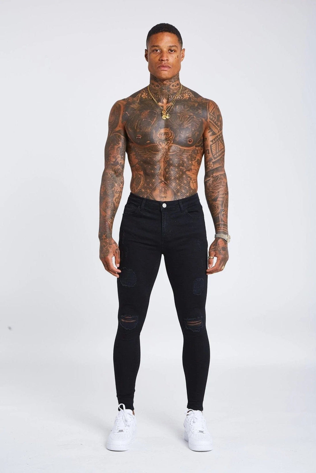 Legend London Jeans Black Jeans - Ripped & Repaired